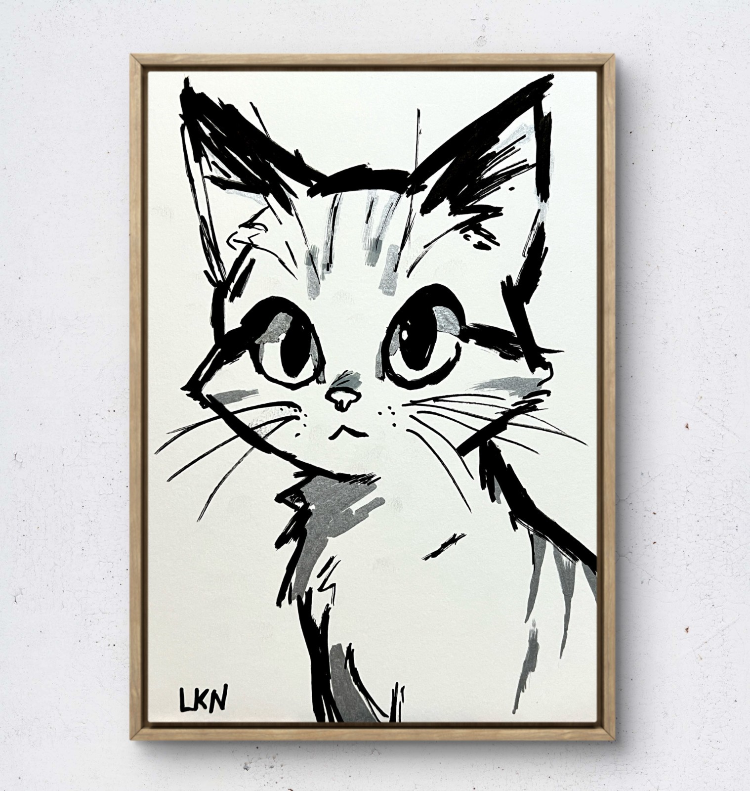 Laeknapes Anime Cat Art 10×7 Original Abstract Paper Home Decor Painting Artwork