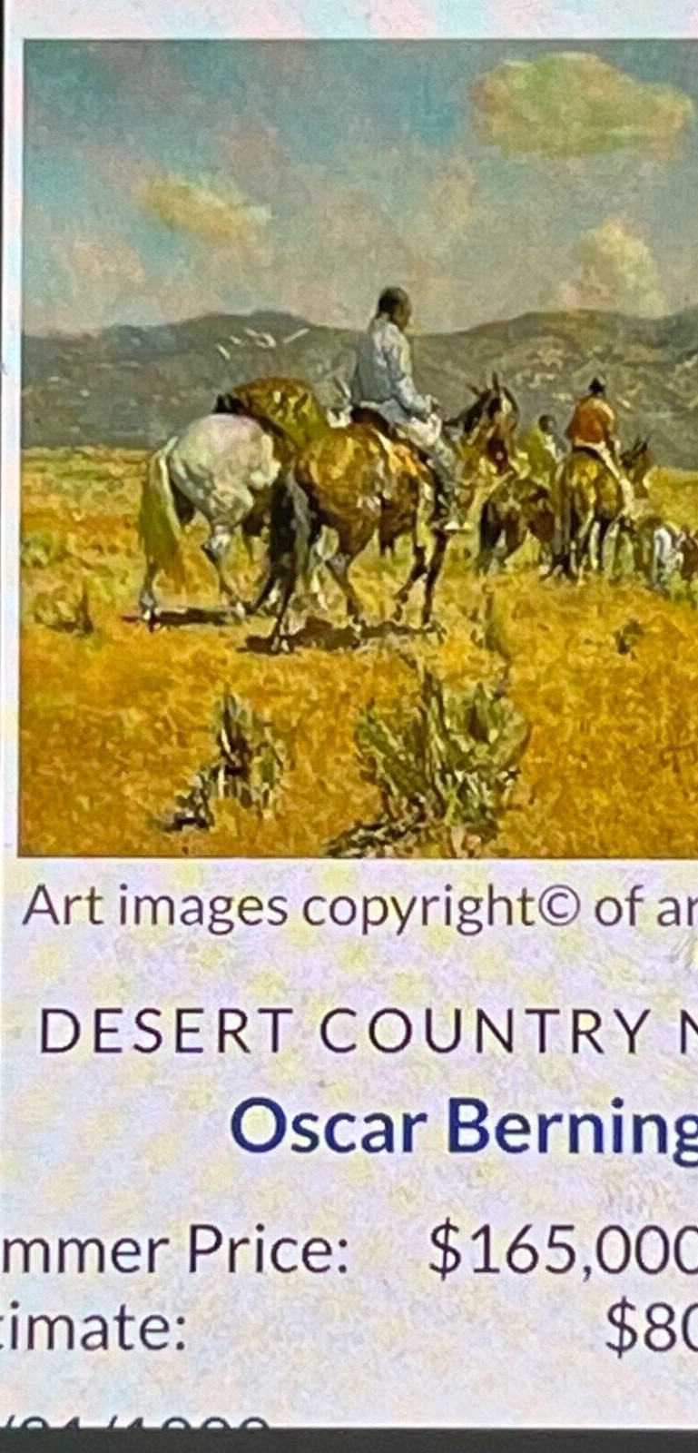 RARE Oscar Edmund Berninghaus Desert Taos Monotype Litho. on board Pencil Signed