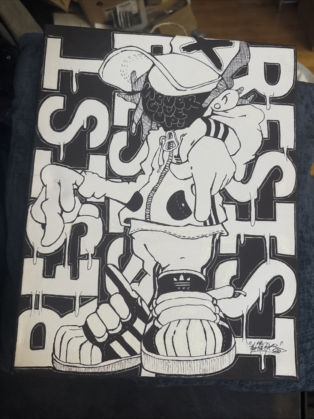 11 X 14 Pen And Ink Resist Graffiti Cartoon SHORTIEZ INK graffiti Art Deco