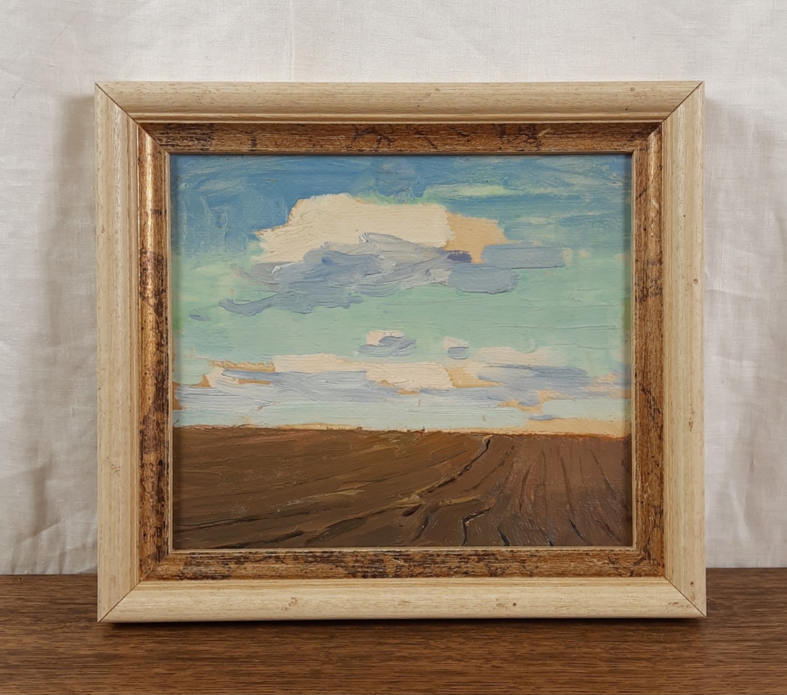Plowed Field Under Ukrainian Sky, Landscape Painting, Ukrainian Artist Tykhyi