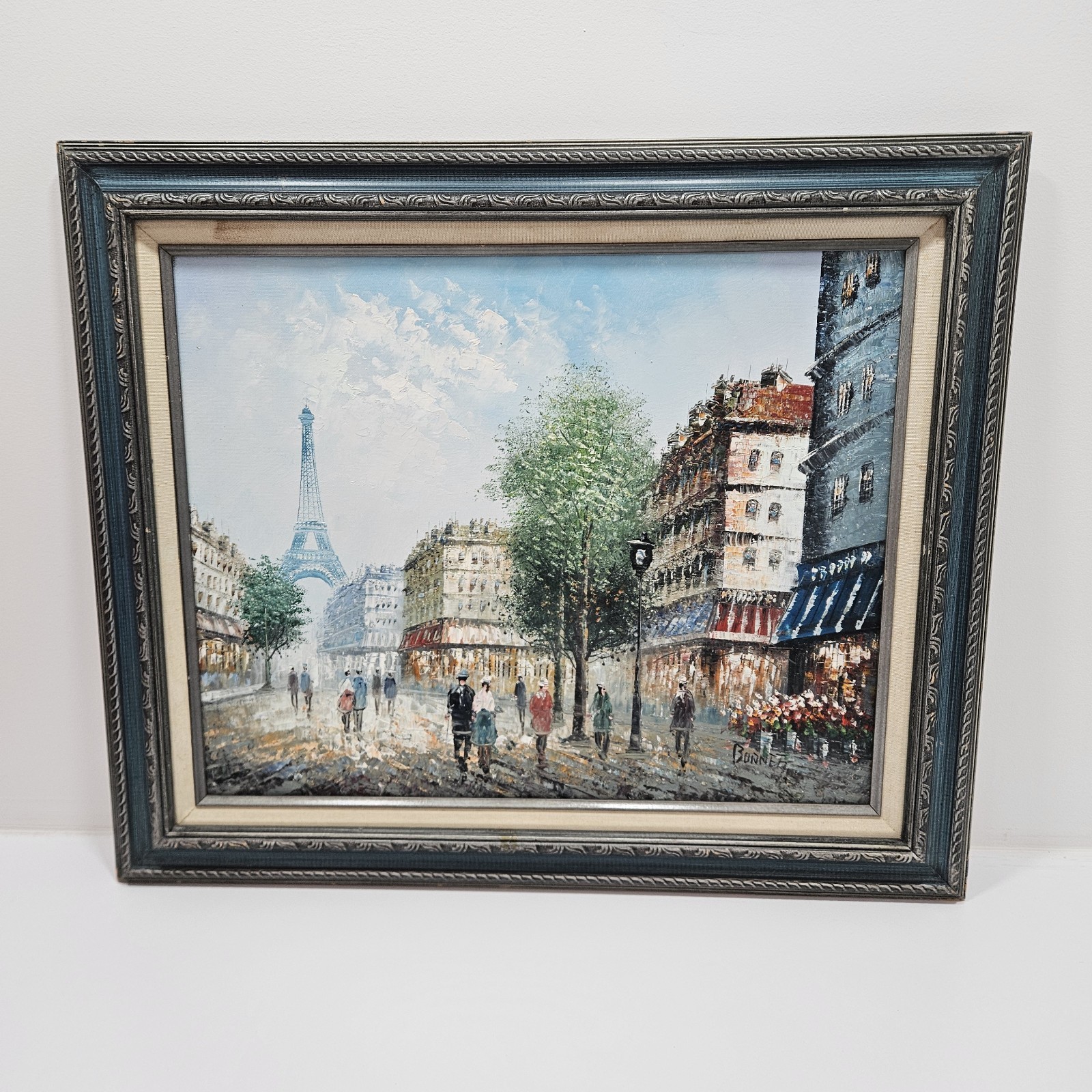 C. Burnett Original Signed Oil Painting Paris Eiffel Tower Approx 19.5″ By 15.5″
