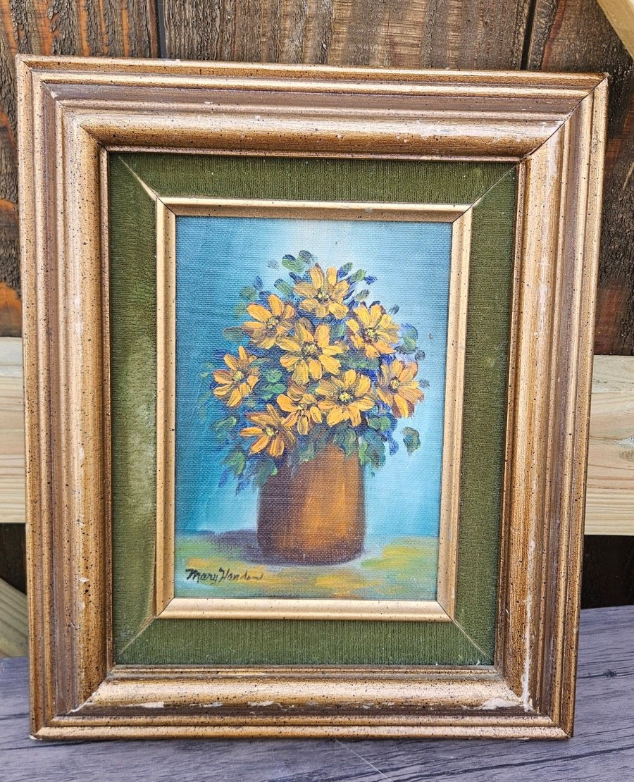 Original Painting Mary Harden Flowers Dallas Texas READ DESCRIPTION R2