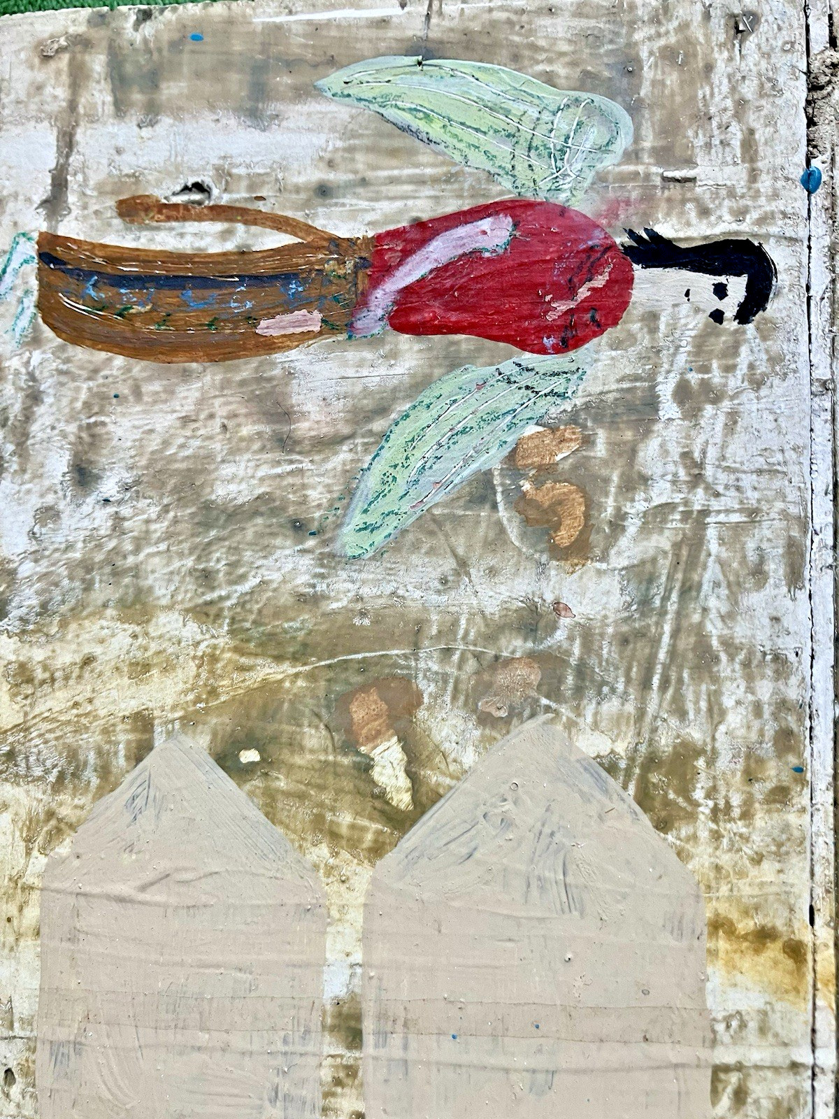 Billy Woolway “Angel at 11:00” Primitive 1993 Painting on Wood OOAK