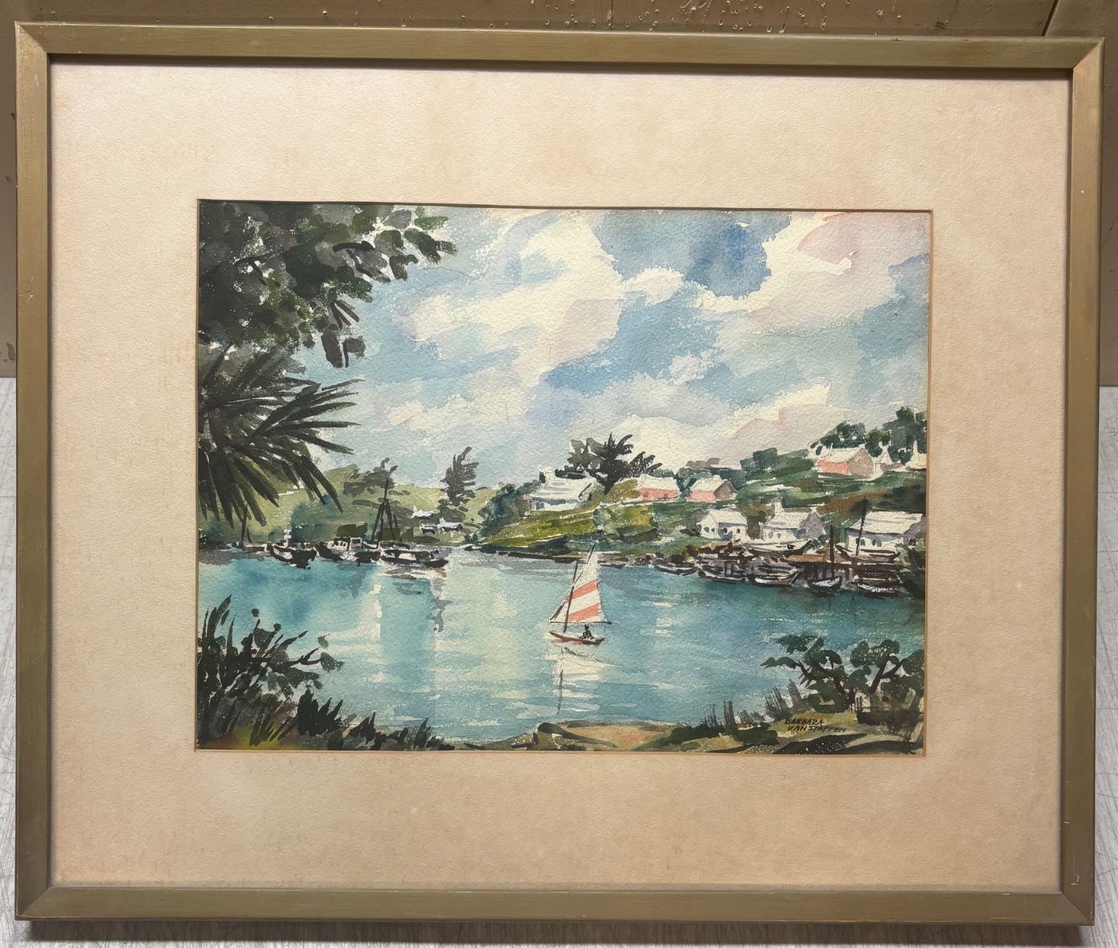 Vintage Barbara Van Stappen Sailing Boat ‘GLENCOE BERMUDA’ Paget Parish PAINTING