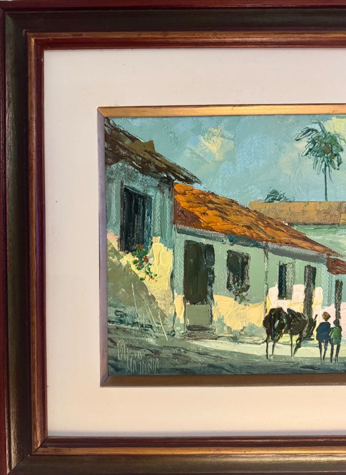 Original Signed Pablo Matania Painting Oil on Canvas Framed 17” x 20” BEAUTIFUL!
