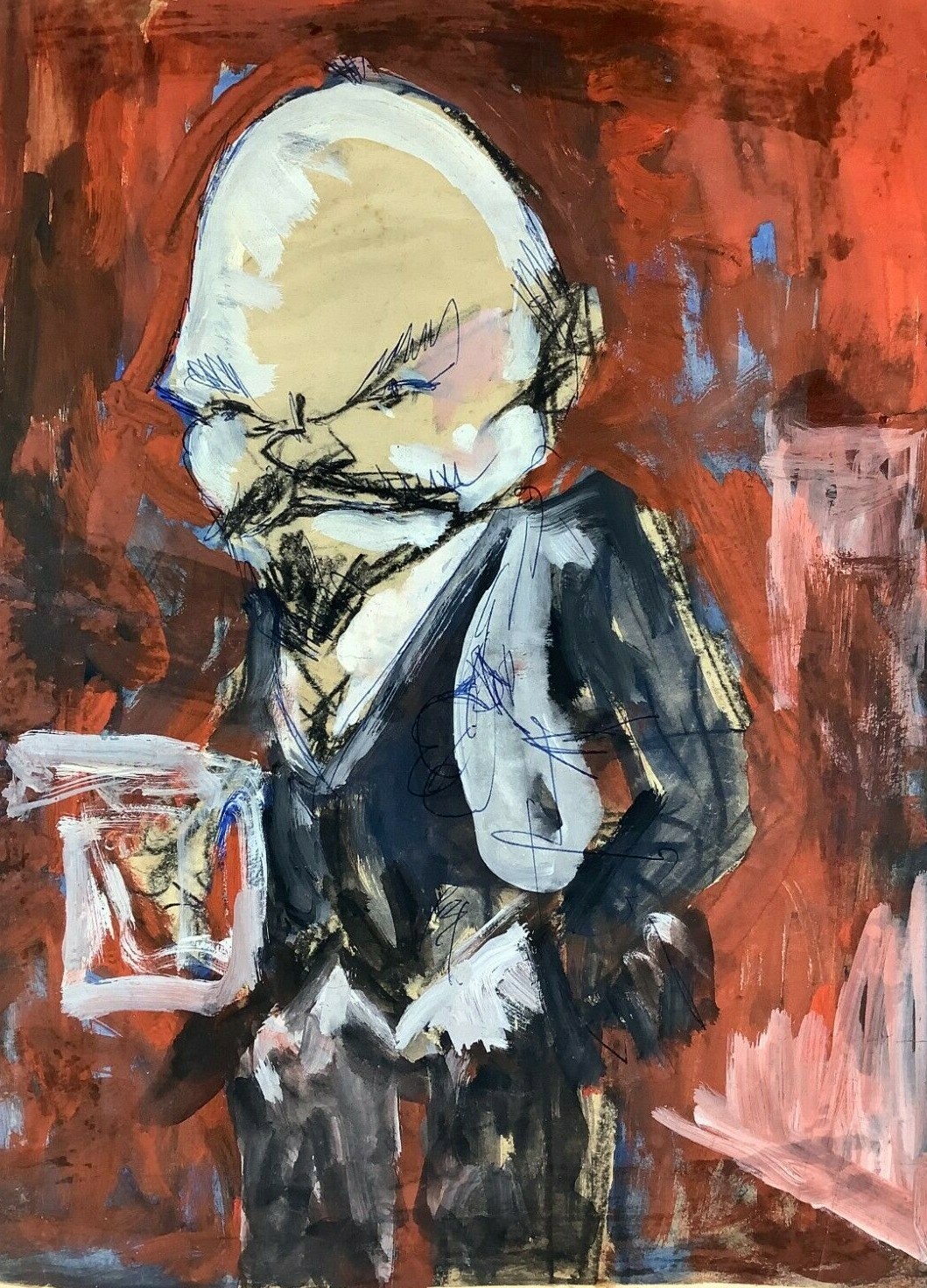 Juan David. Caricature. Lenin, ca 1967. Mixed media. Original art.