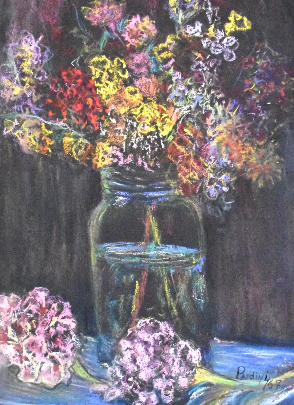 LUIS PARDINI, Cuban Artist, Original Painting, «Fiori Sul Pomello», 17″x 13″