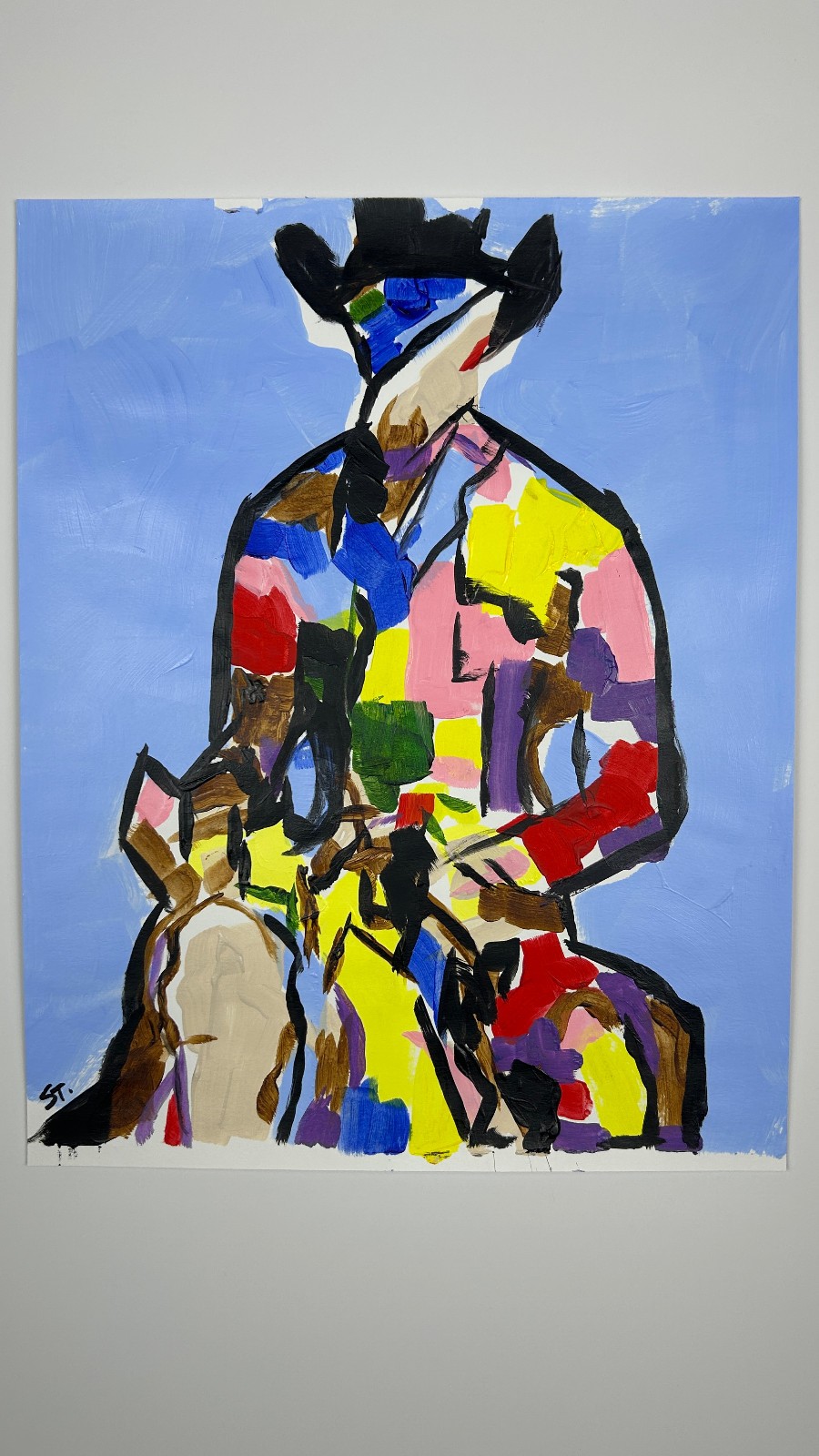 Abstract Cowboy Expressionist Wall Art STerling Original Paper Art 11×14