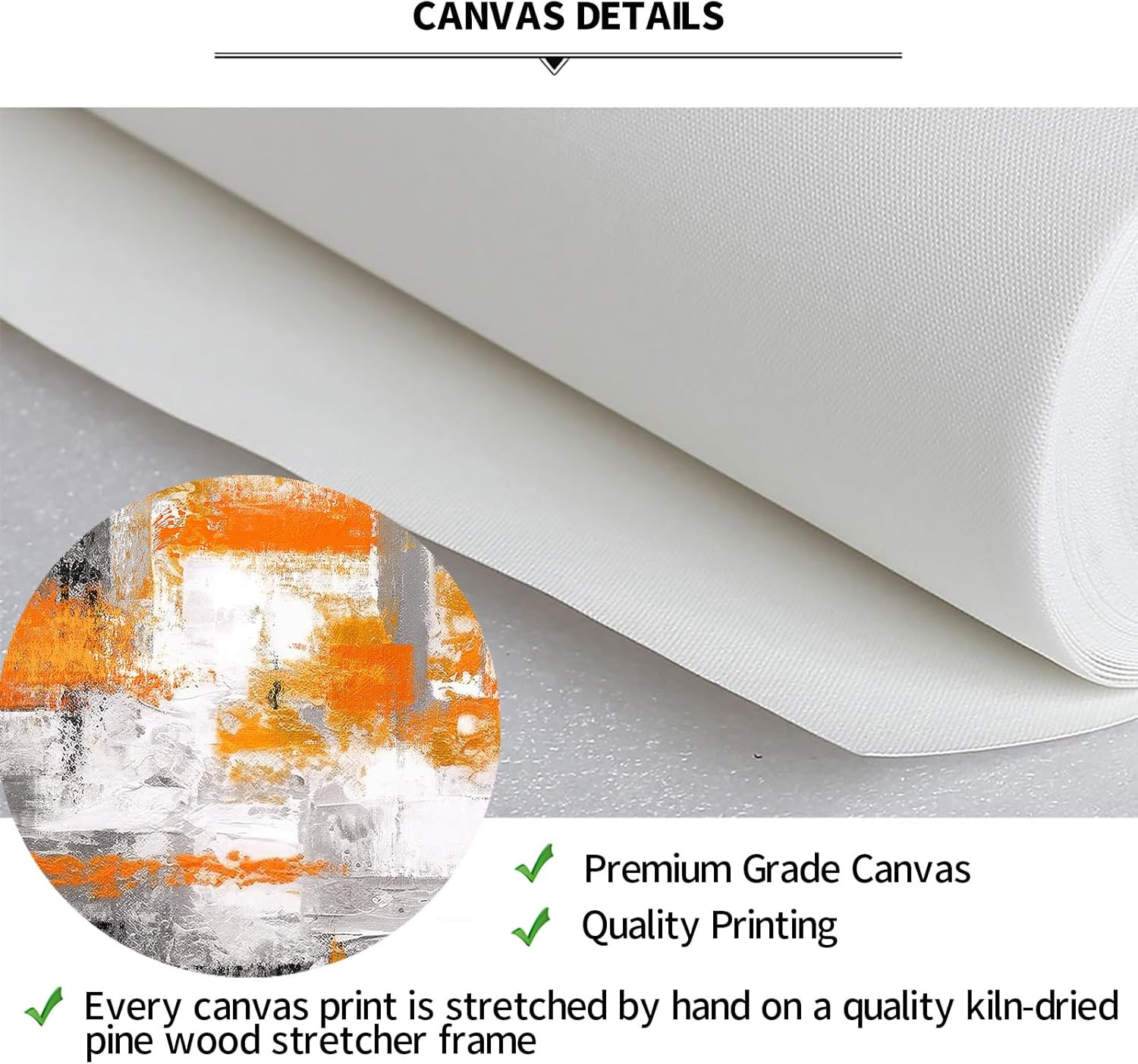 Orange Grey Geometric Canvas Art – Modern Abstract Wall Decor 24×36 Inch