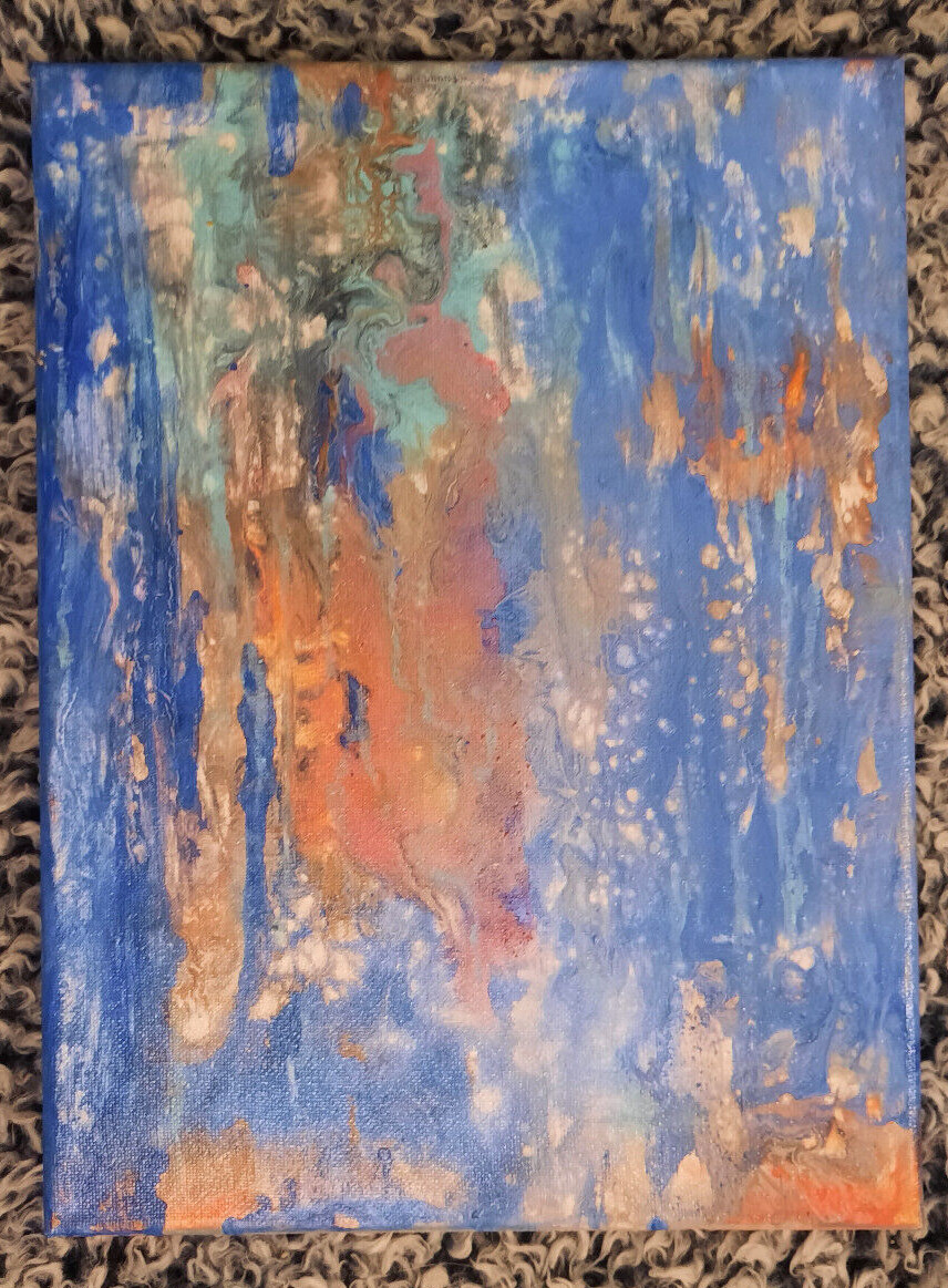 Abstract Acrylic Pour Painting 9×12. Tatiana Eres: «Reflections in Water»