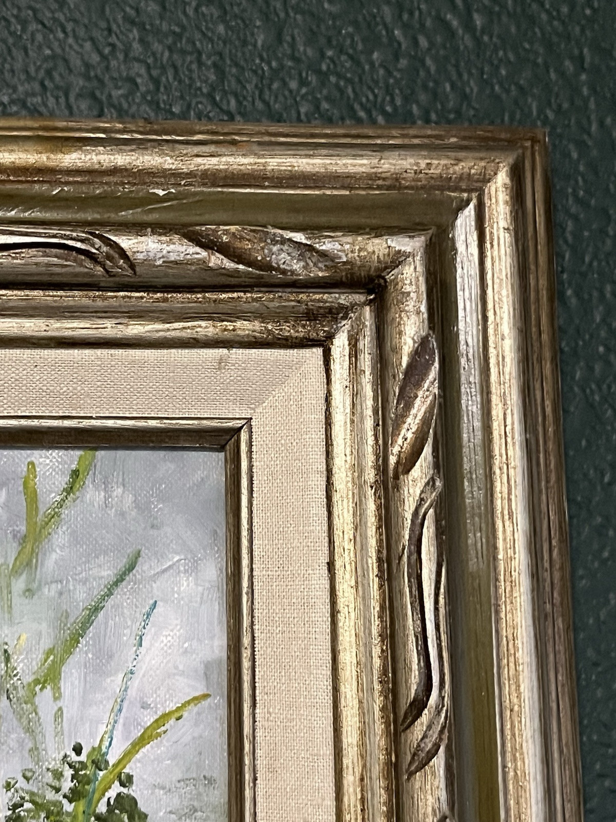 Original Painted Lilly Flowers ￼On Canvas Stunning Wood Frame 21.5×18”