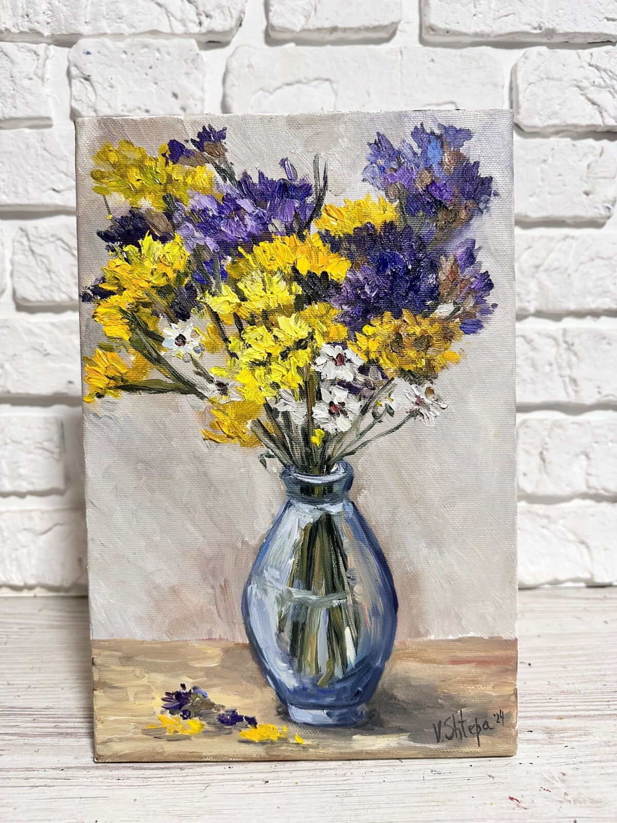 Wildflower Bouquet Original Oil Painting Blooming Flowers Floral Still life Art