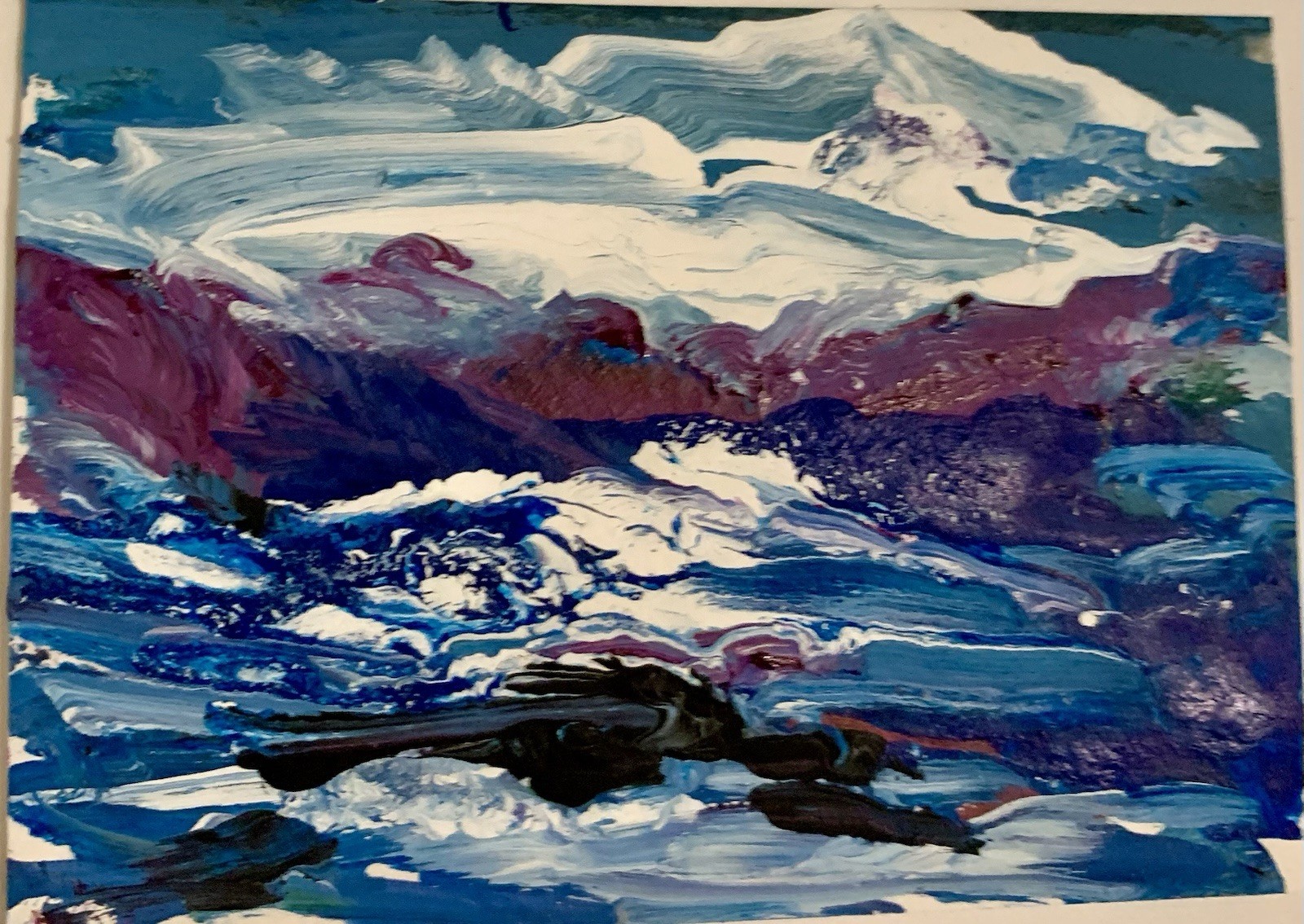 ACEO Impressionist Mini Original Painting Stormy Seashore Acrylics