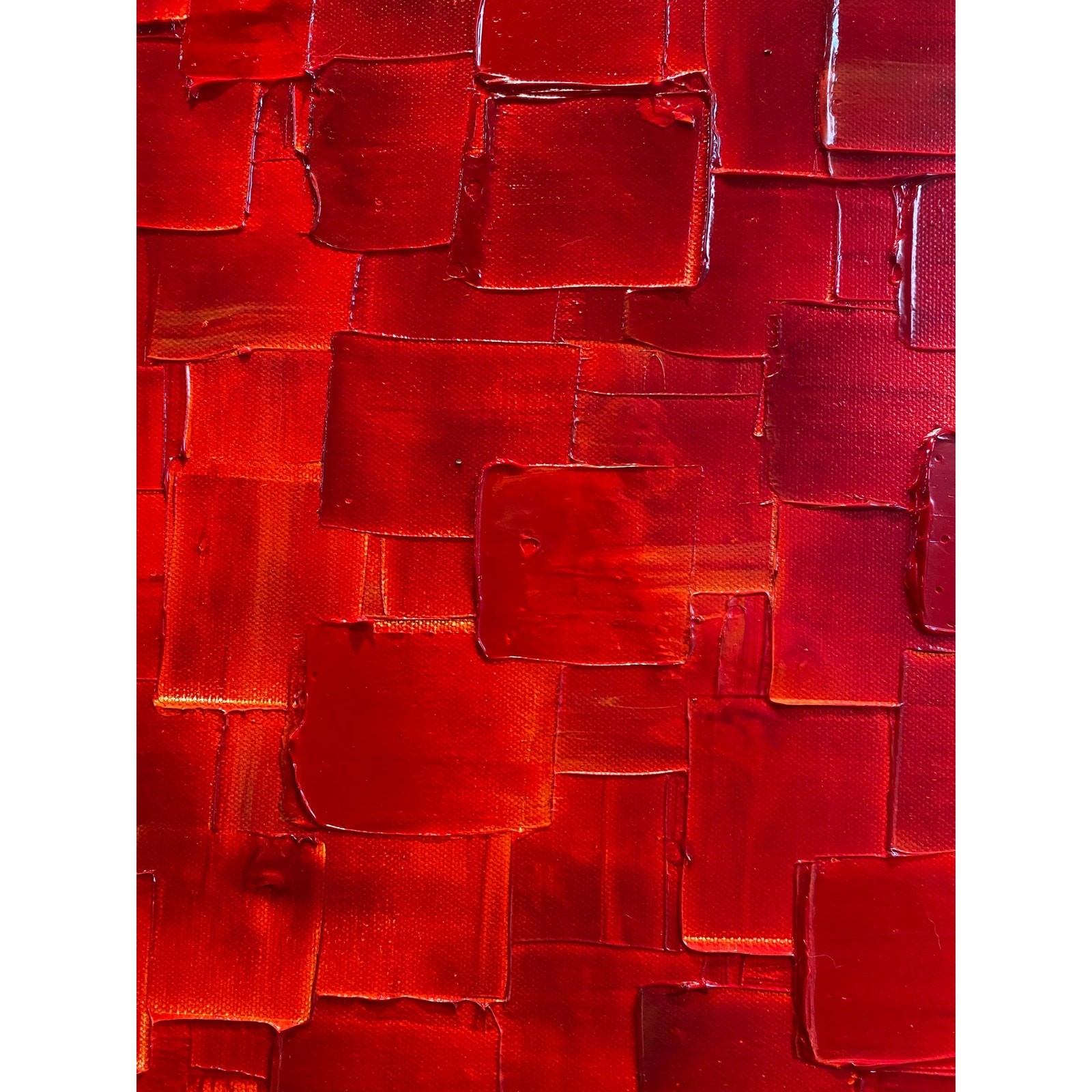 ORIGINAL Large Red Abstract painting, Squares, Geometric Textured Fine Art 48×24