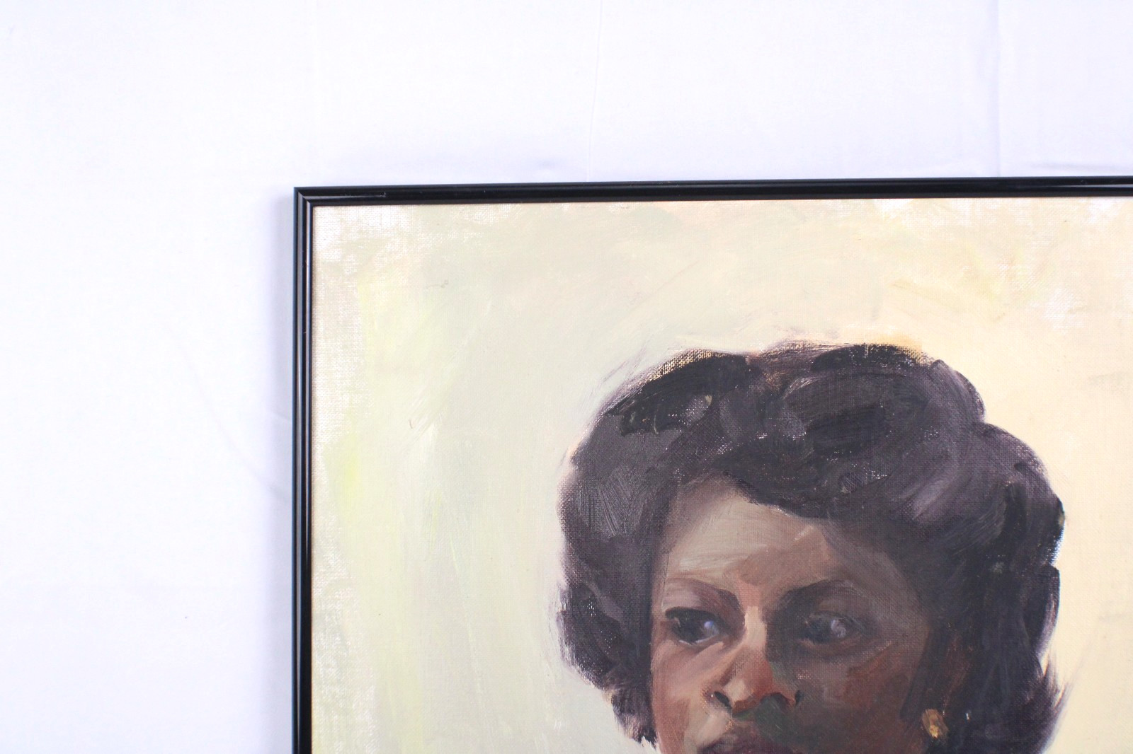 Vintage Portrait Of A Young Black Lady Oil Painting Signed Dedrick