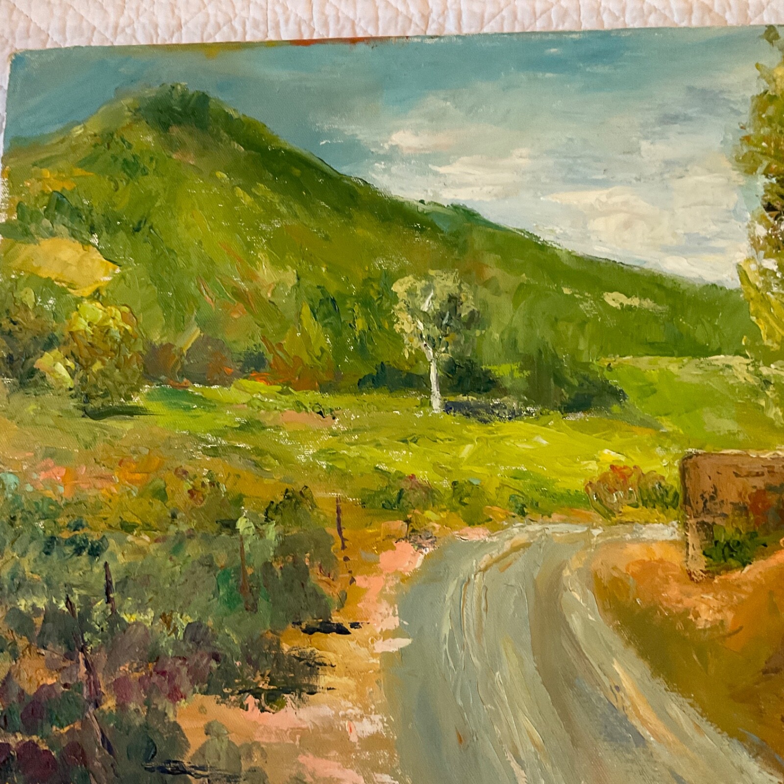 Abstract impressionistic landscape original PAINTING palette knife by Winston