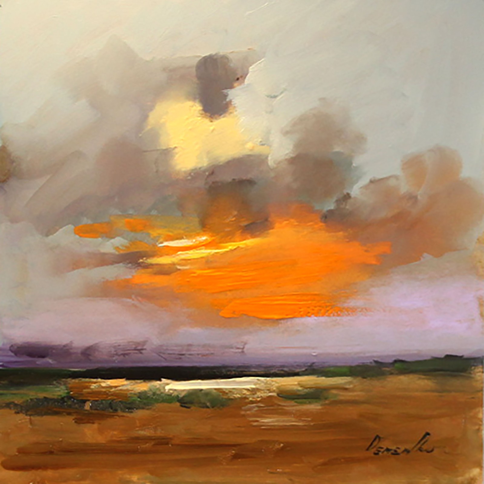 LANDSCAPE Oil painting contemporary 8×8 UKRAINE