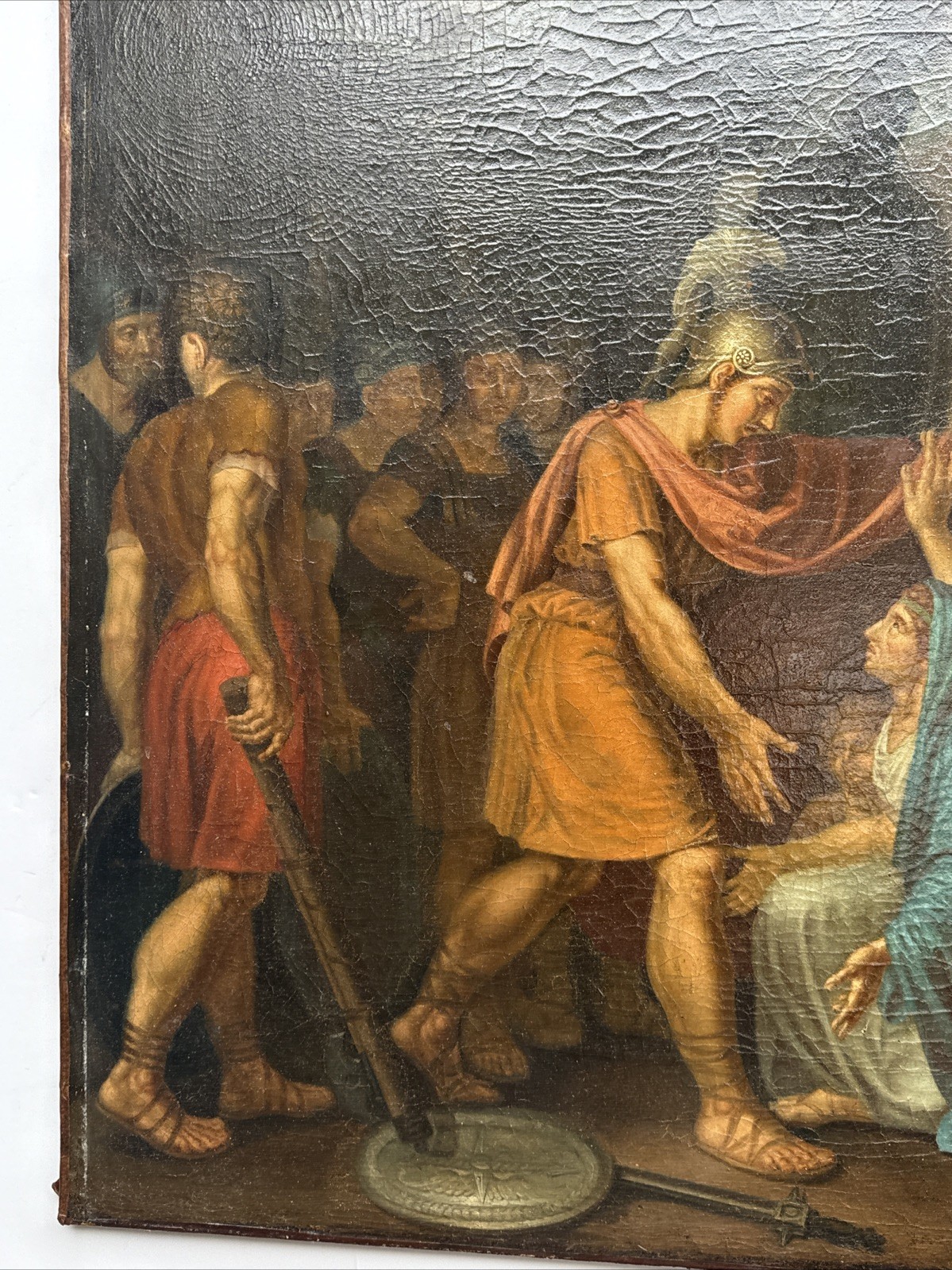 LARGE OLD MASTER PAINTING ANTIQUE ICON RELIGIOUS BIBLICAL RESTORATION PROJECT
