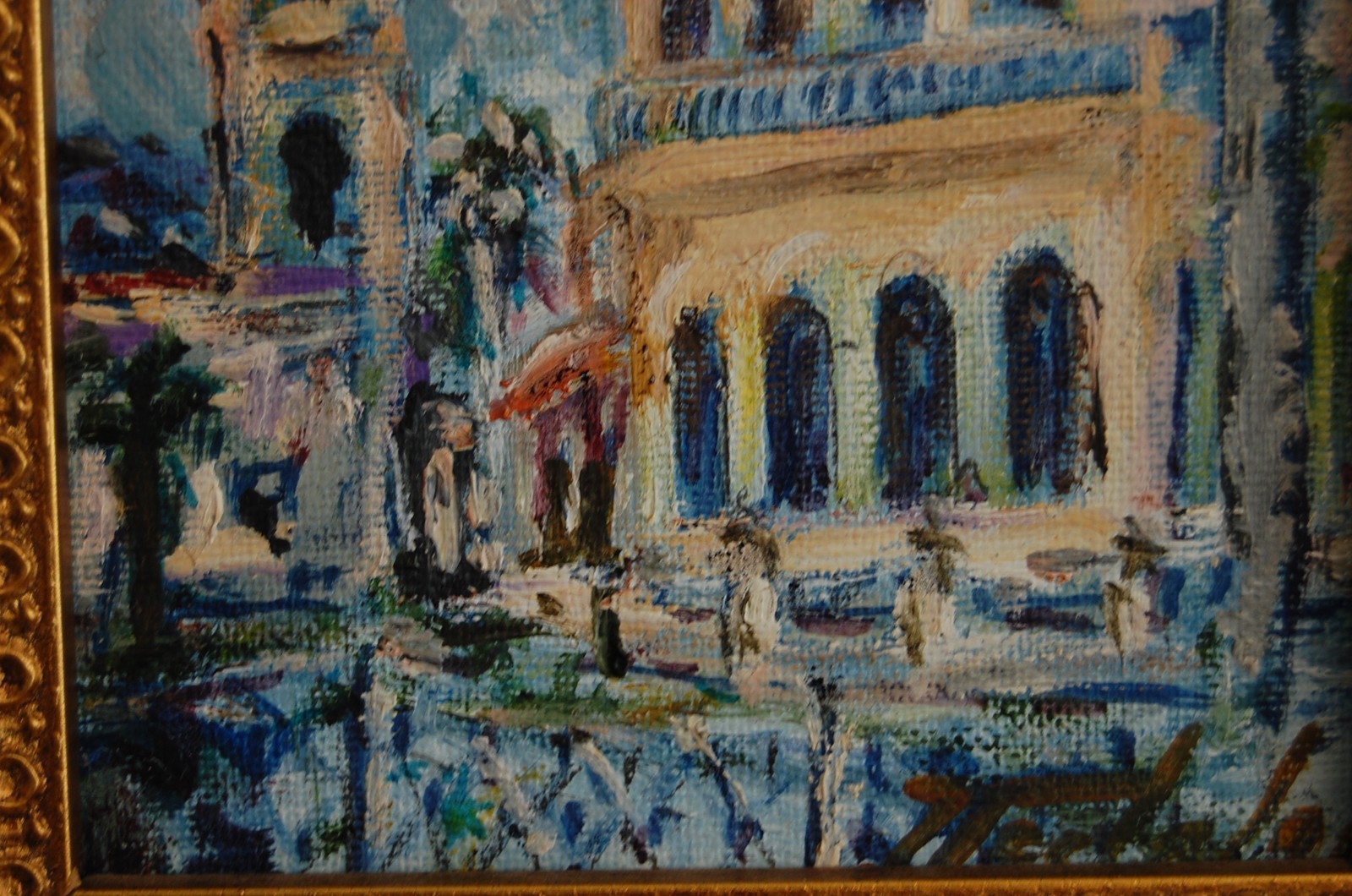 FRAMED ORIGINAL OIL COLONIAL BUILDING SCENE OLD TRINIDAD CUBA SIGNED HECTO VIDAL