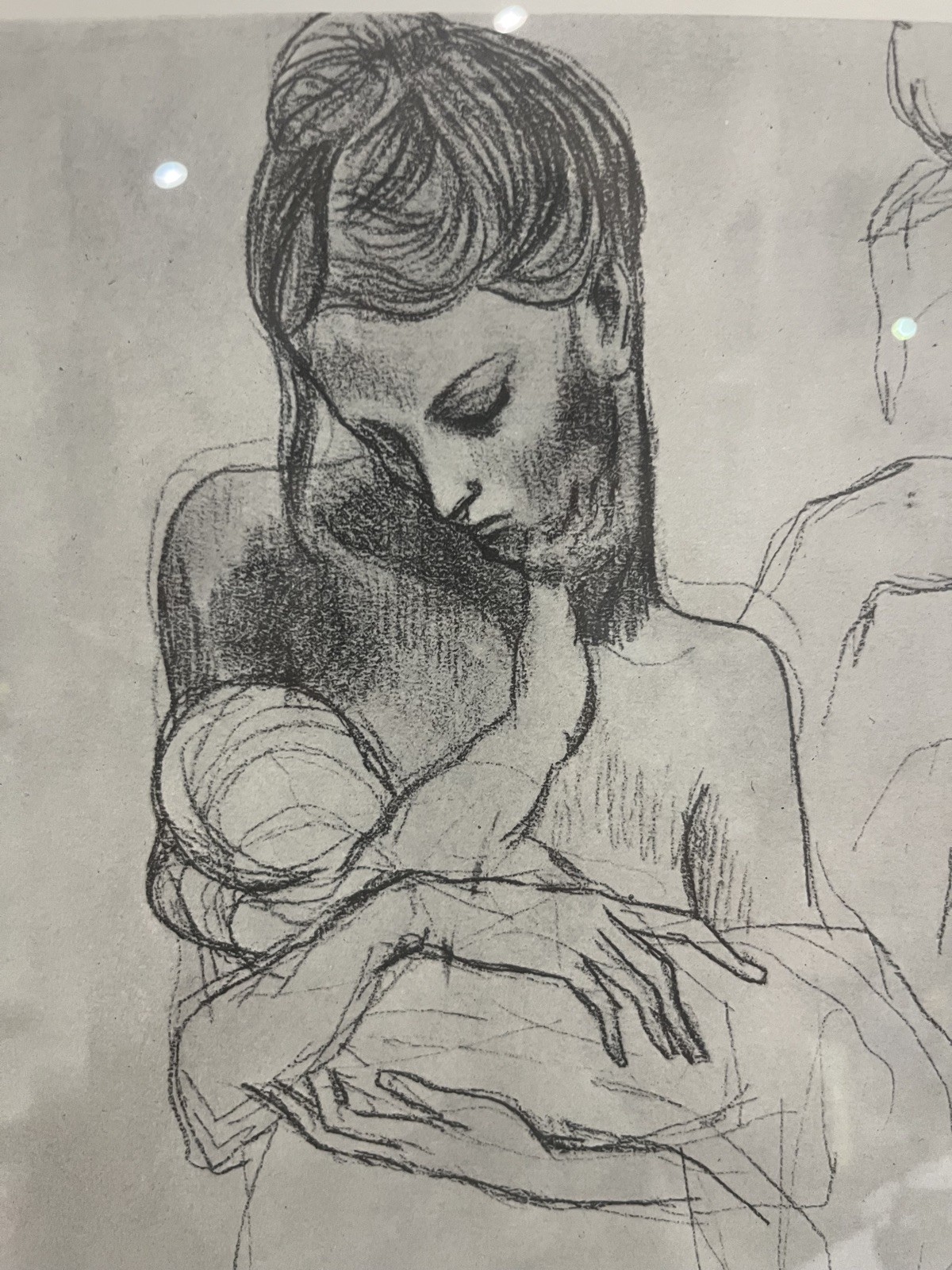 Pablo Picasso MOTHER CHILD Studies Right Hand Framed Pencil Sketch Art Portrait