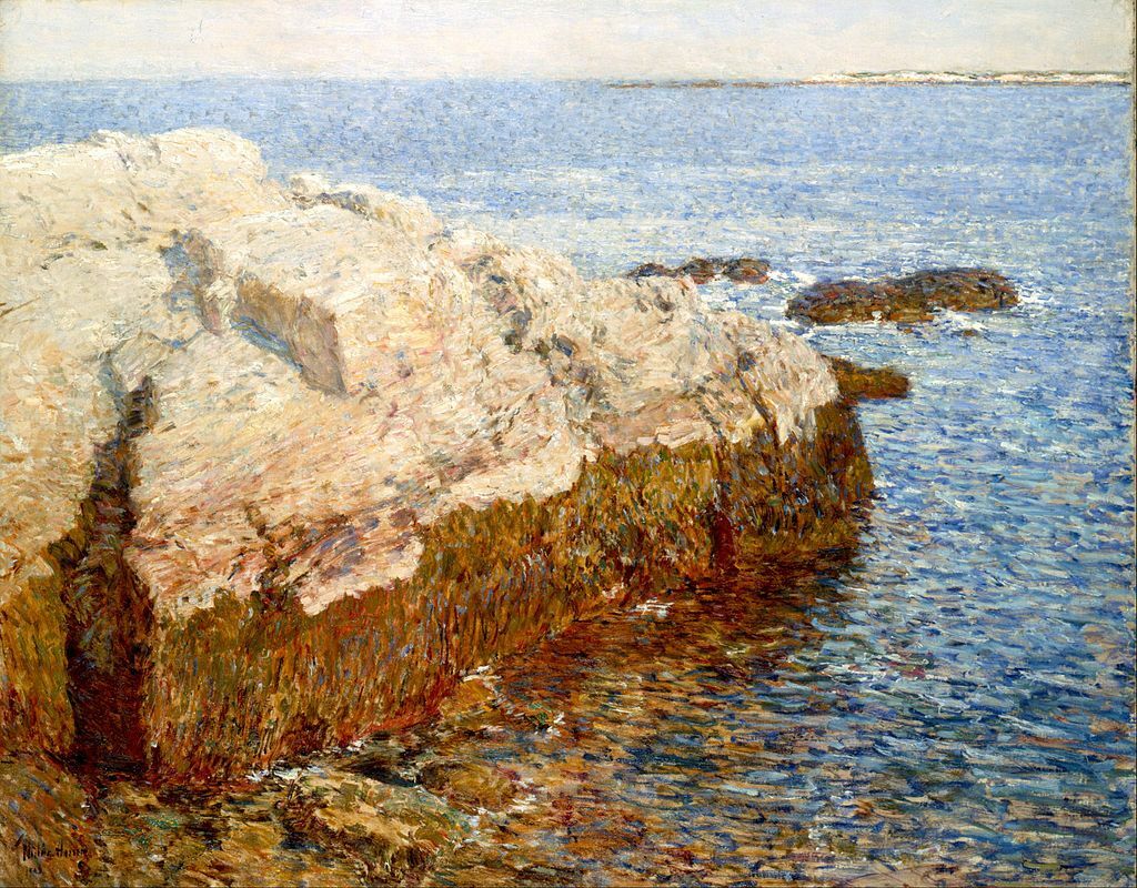 Oil painting impression landscape seaside art Cliff-Rock-Appledore-Childe-Hassam