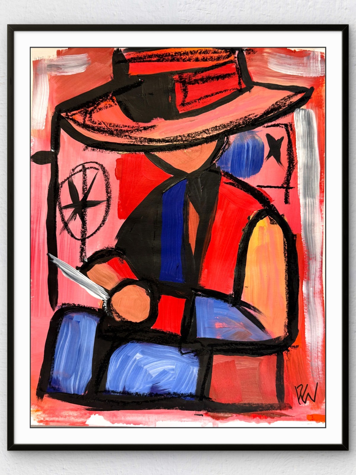 Original 11×14 Expressionist Hand Painted Signed Acrylic Paper Art Love Note