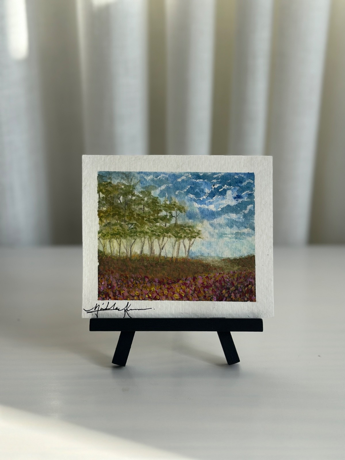 Landscape Watercolor Painting Original 4.5×3.75 Inches