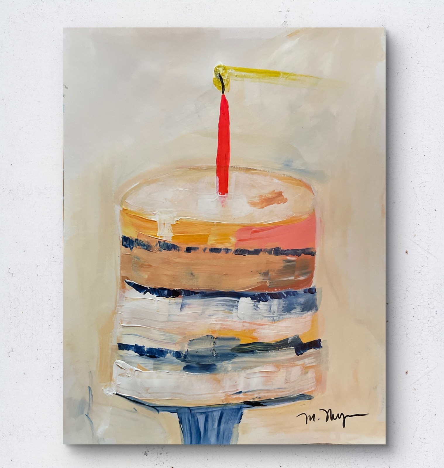 Mary Myers Original – Expressionist Cake 11×14 Mixed Media Paper