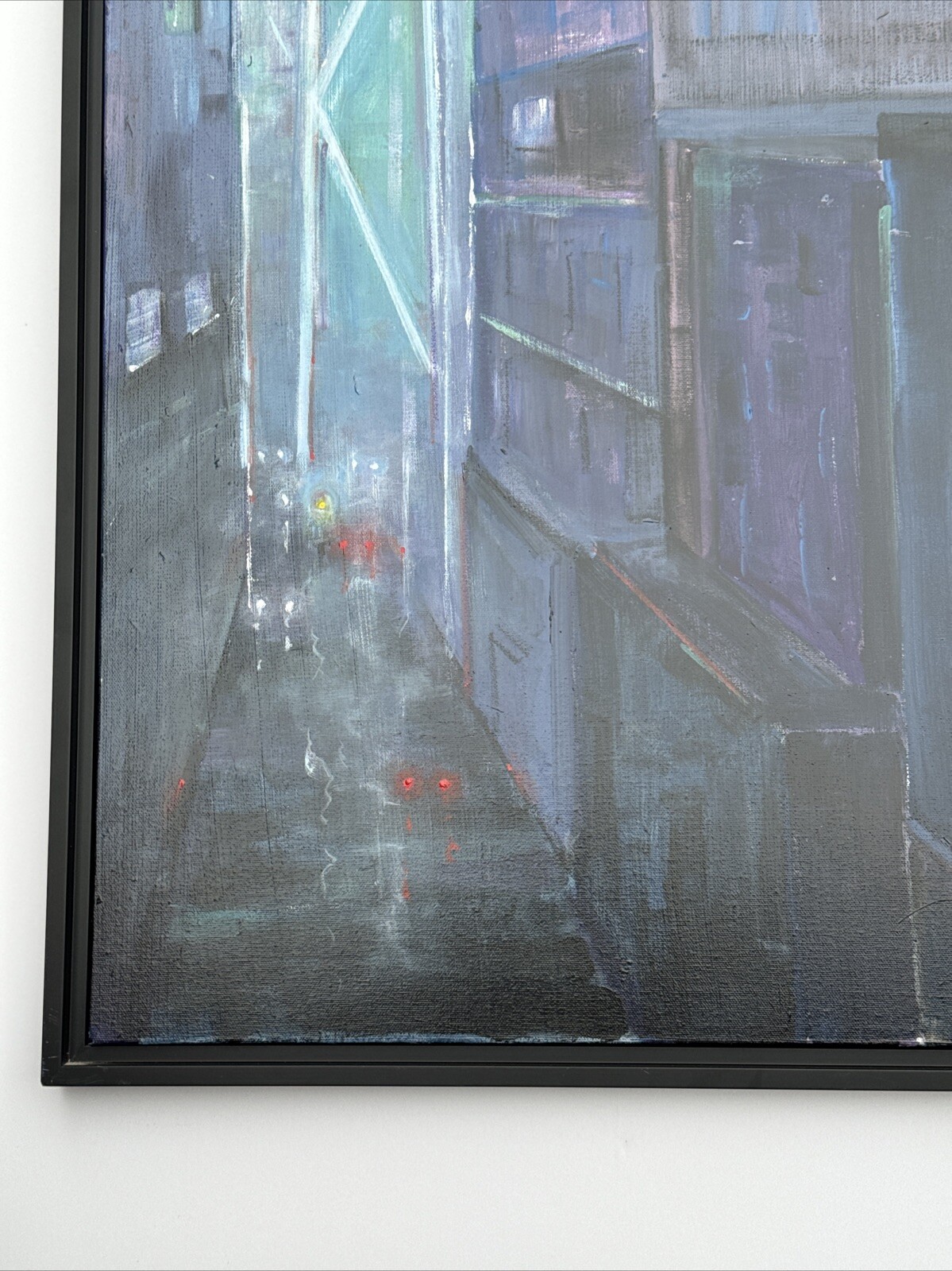 CHARLES WHITE PAINTING CITYSCAPE NIGHT URBAN LIGHTS CITY FOG MODERNIST RARE