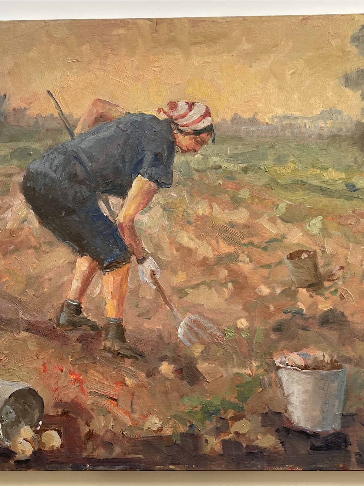 Silvio Silvestri PAINTING LANDSCAPE LISTED AMERICAN IMPRESSIONIST Farm Worker