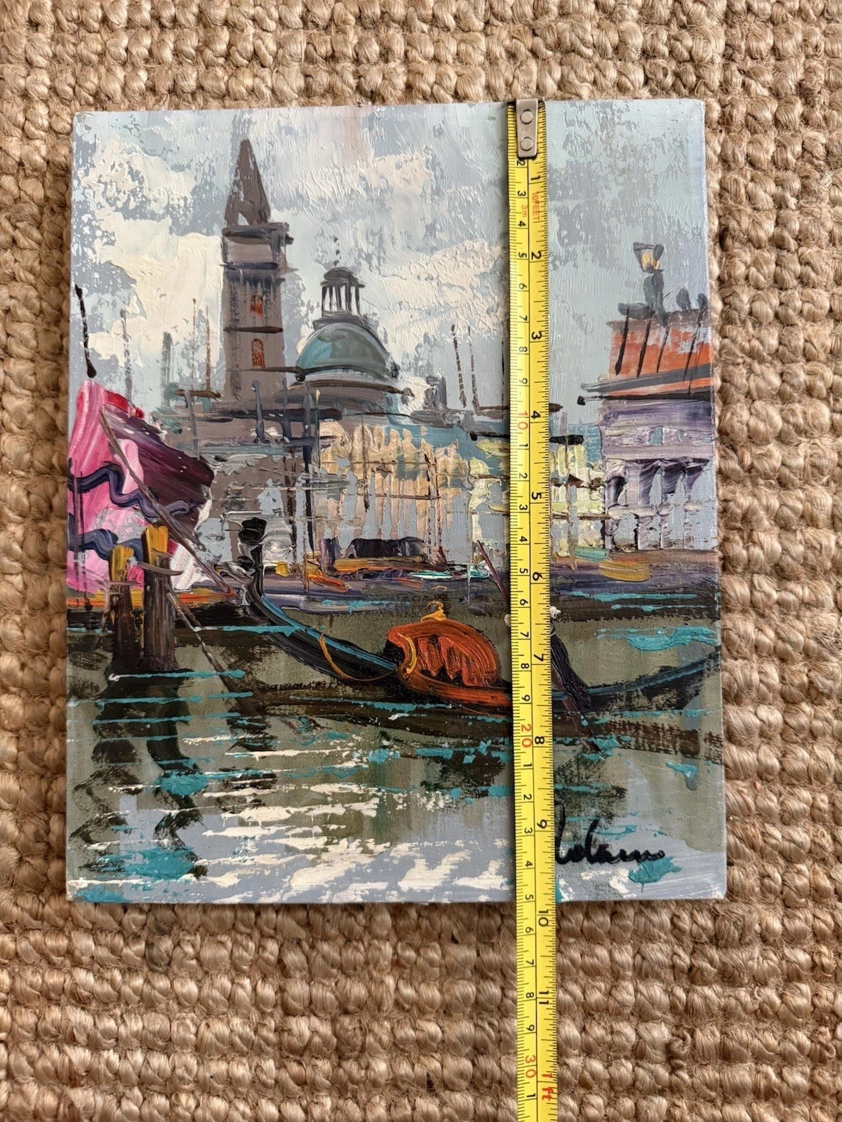 Vintage Textured Art Painting Venetian Scene Original Artist Signed 8”x10”
