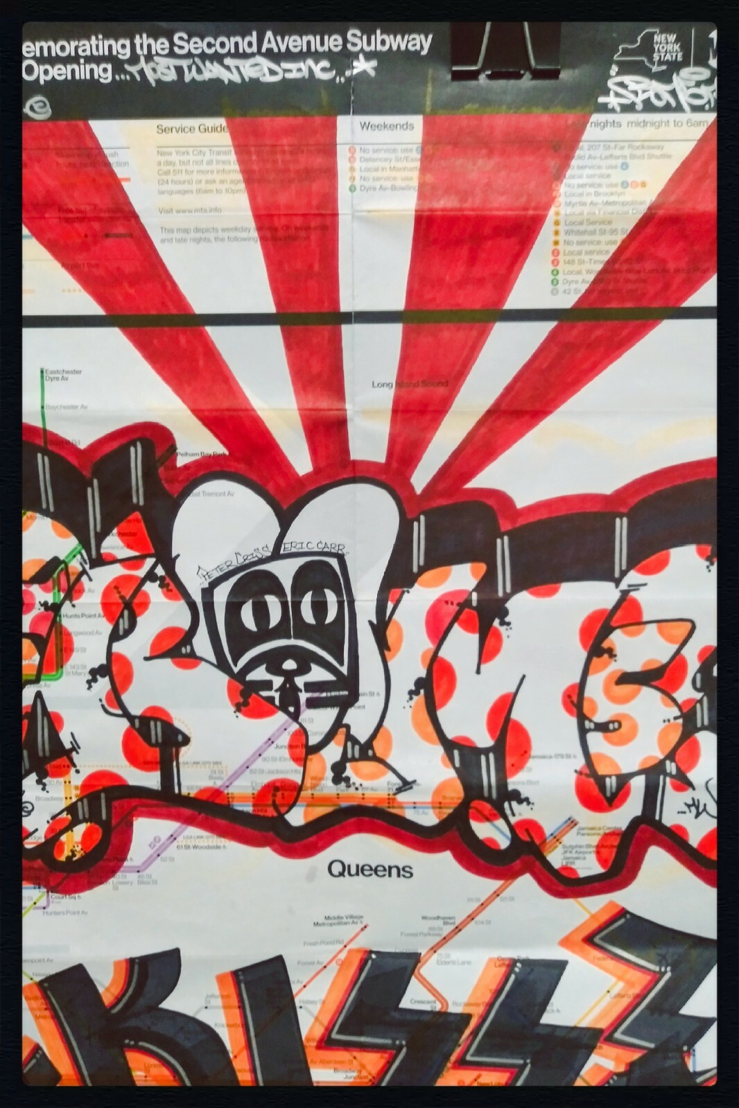 GRAFFITI NYC SUBWAY MAP «BOM5» LISTED ARTIST