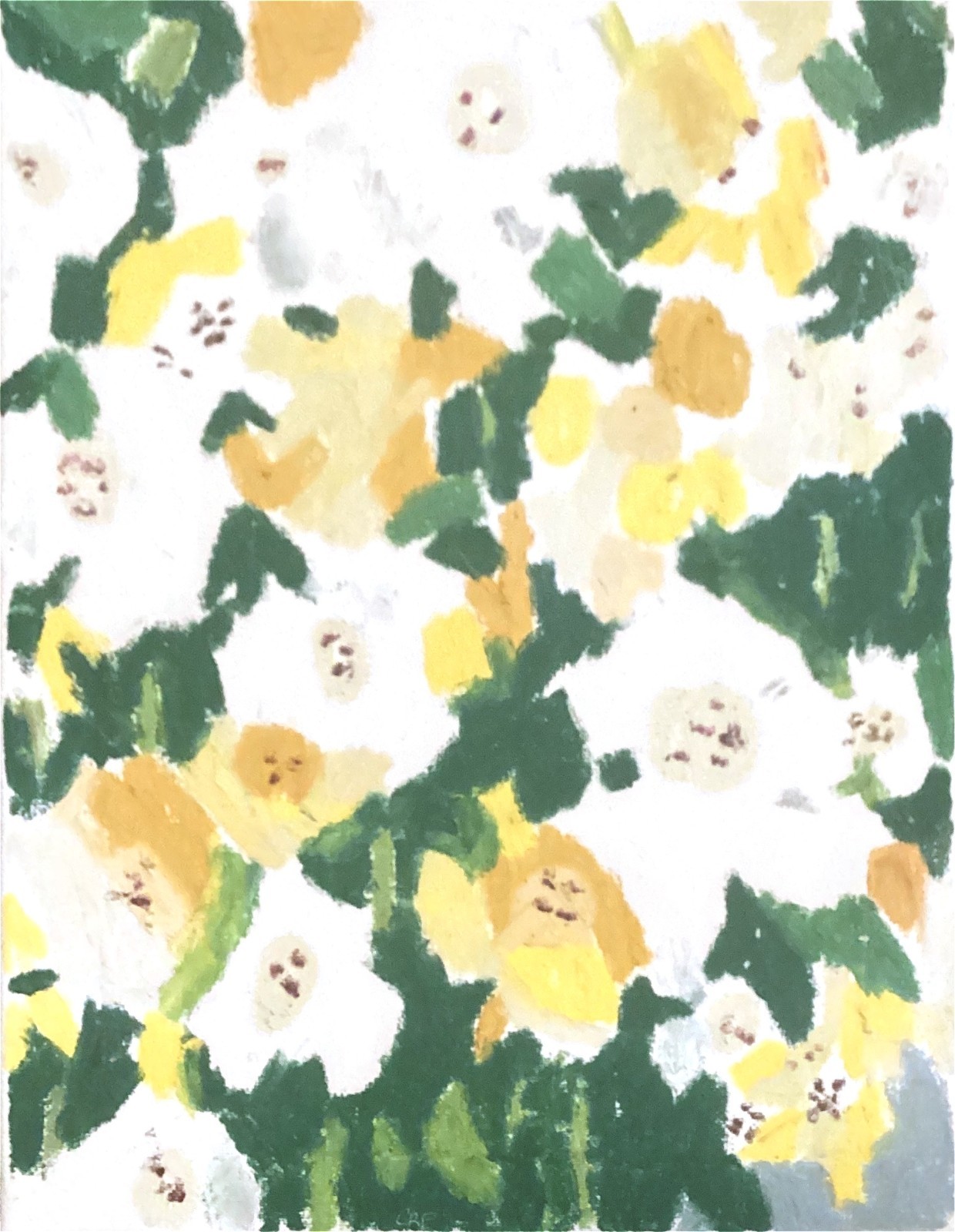Textured Abstract White Yellow Spring Wedding Flowers Canvas Art Original 11×14