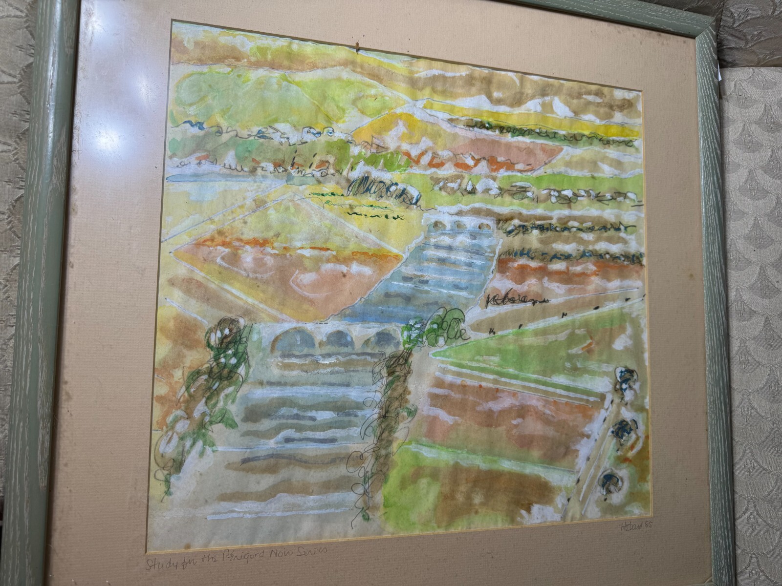 Nancy Hebard (1921-2000) «Study For Perigold Now Series» Mixed Media Painting