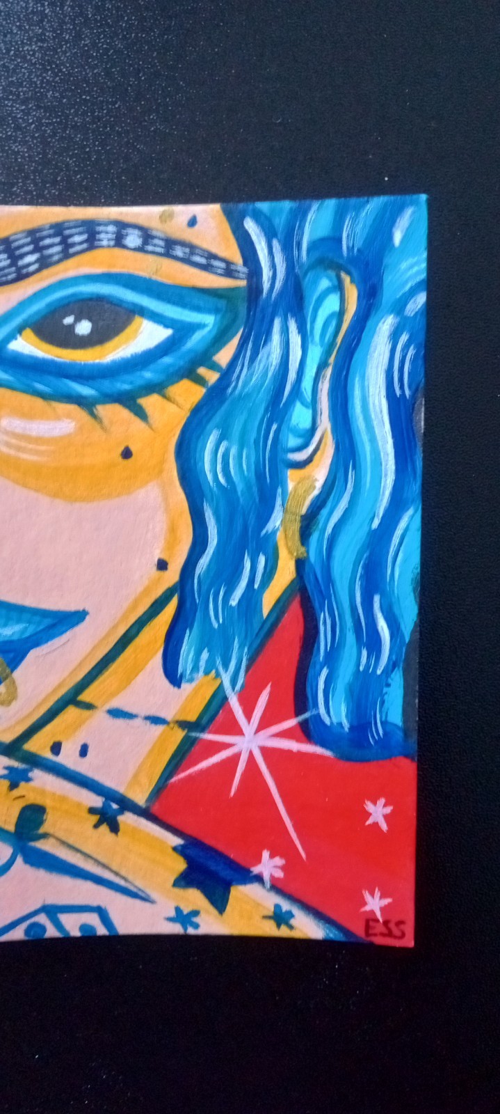 Tiny Art Club OOAK Art Card, Tattoo Girl Art By ESS22, 3.5 x 2.5 in., Unframed