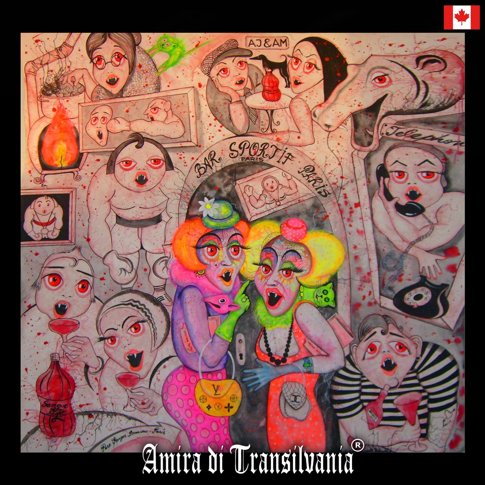 painting pop art modern contemporary decorative home decor cartoon vampire comix