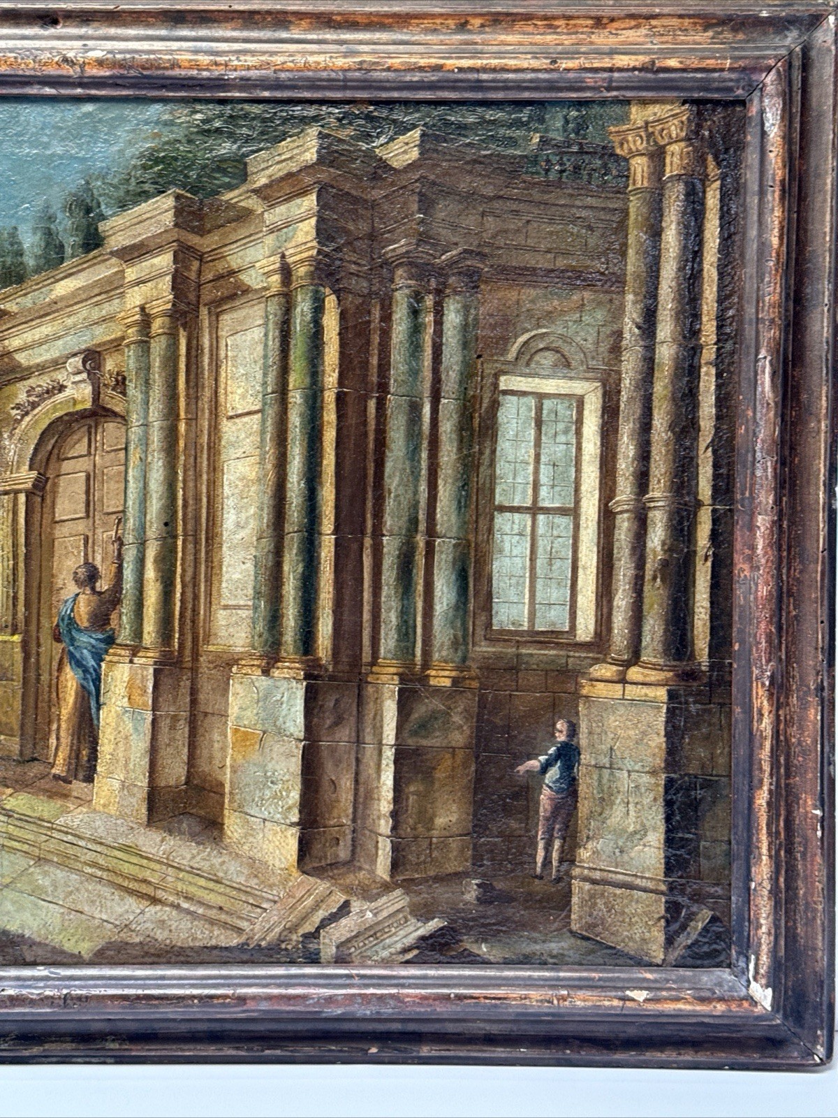 ANTIQUE OLD MASTER PAINTING 17TH TO 18TH CENTURY MYSTERY ARCHITECTURE LANDSCAPE