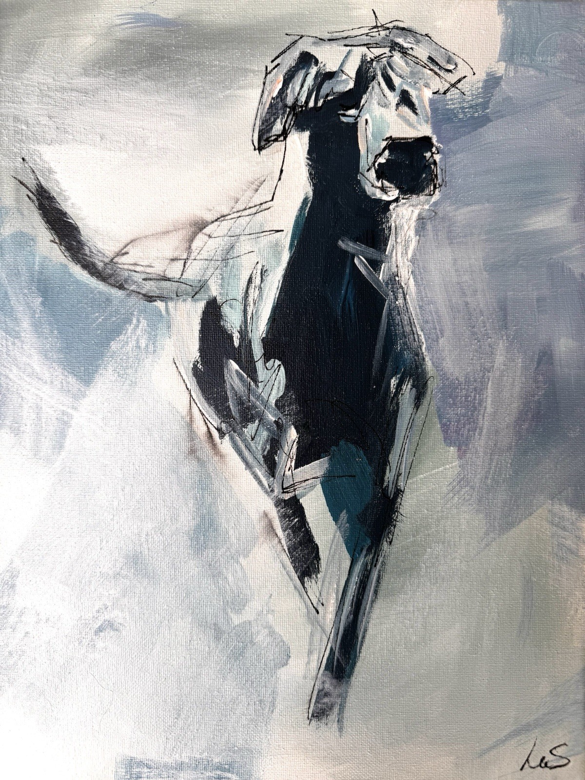 SAMATOWIC Original Abstract Expressionism Dog 11×14 Handmade Signed Fine Art 295