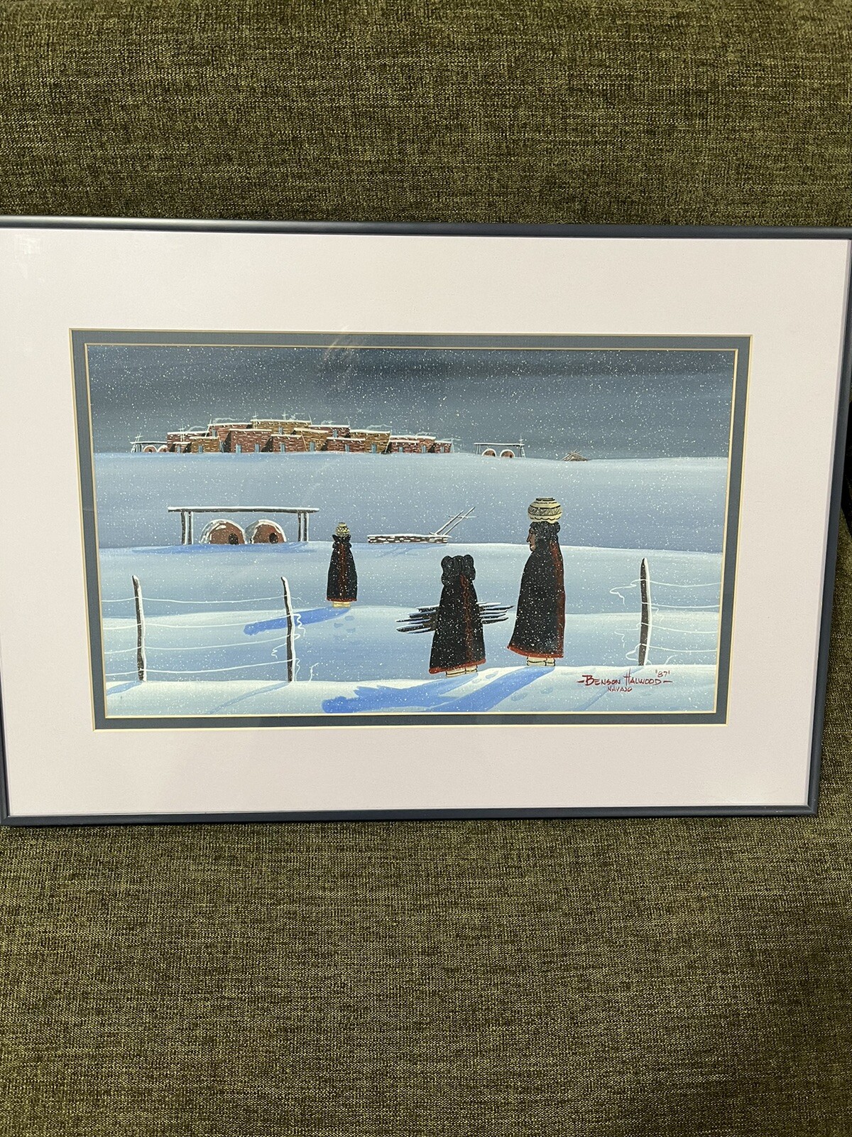 Signed Benson Halwood Navajo Gouche On Paper