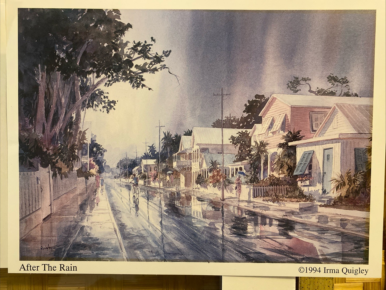 Irma Quigley print title”Key West” watercolor framed and matted