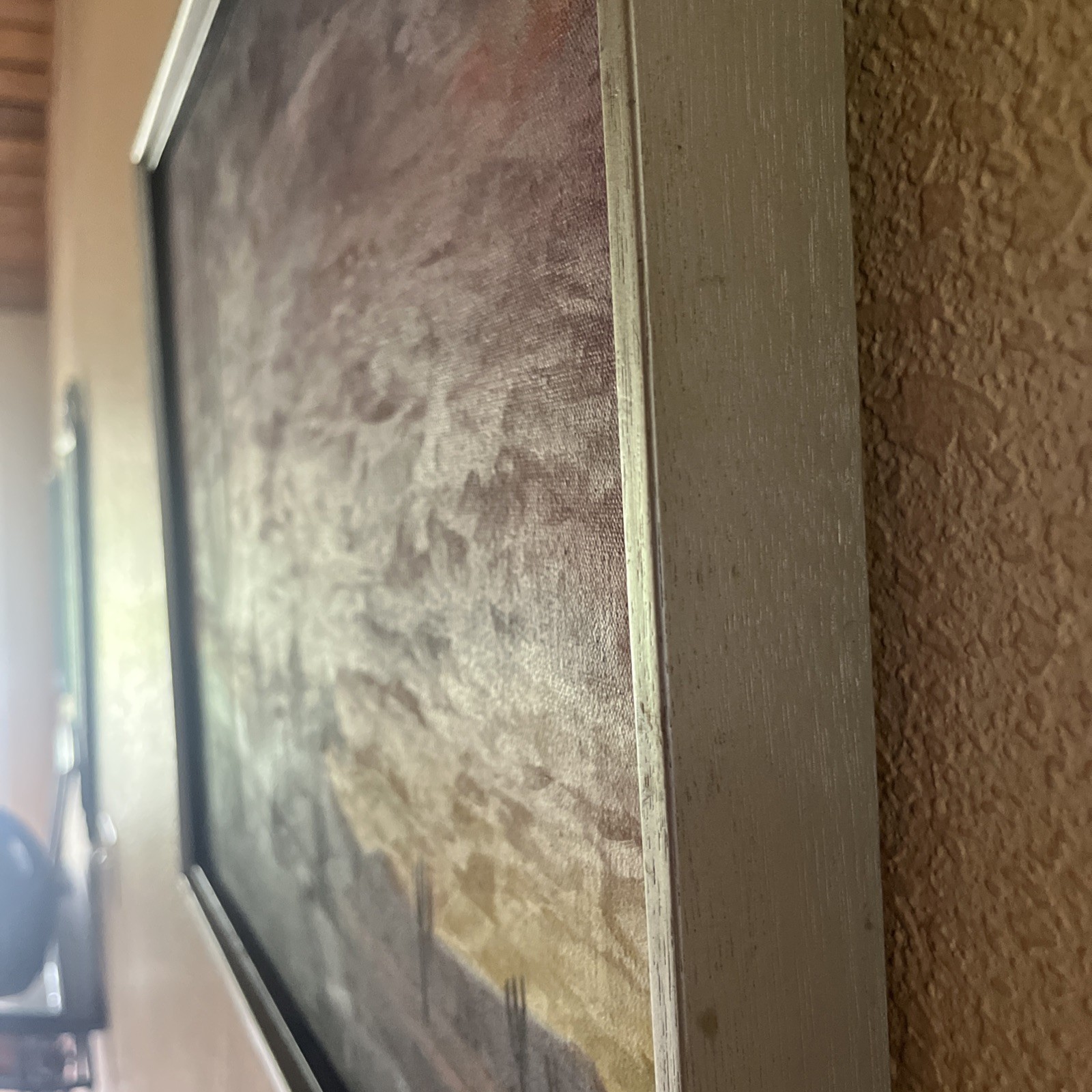 Vintage Original Oil On Canvas Signed Western Desert 25.5×191/4×2 W/Frame