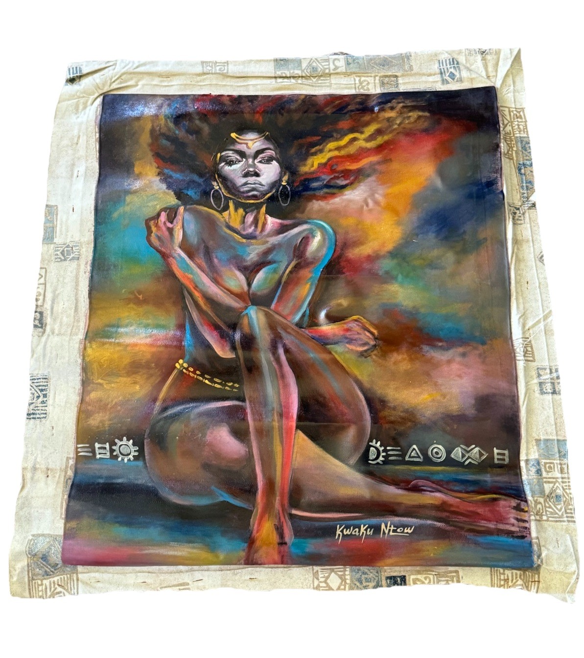 Broken Flower By Kwaku Ntow Perry Painting Acrylic On Canvas Ghana Signed Art