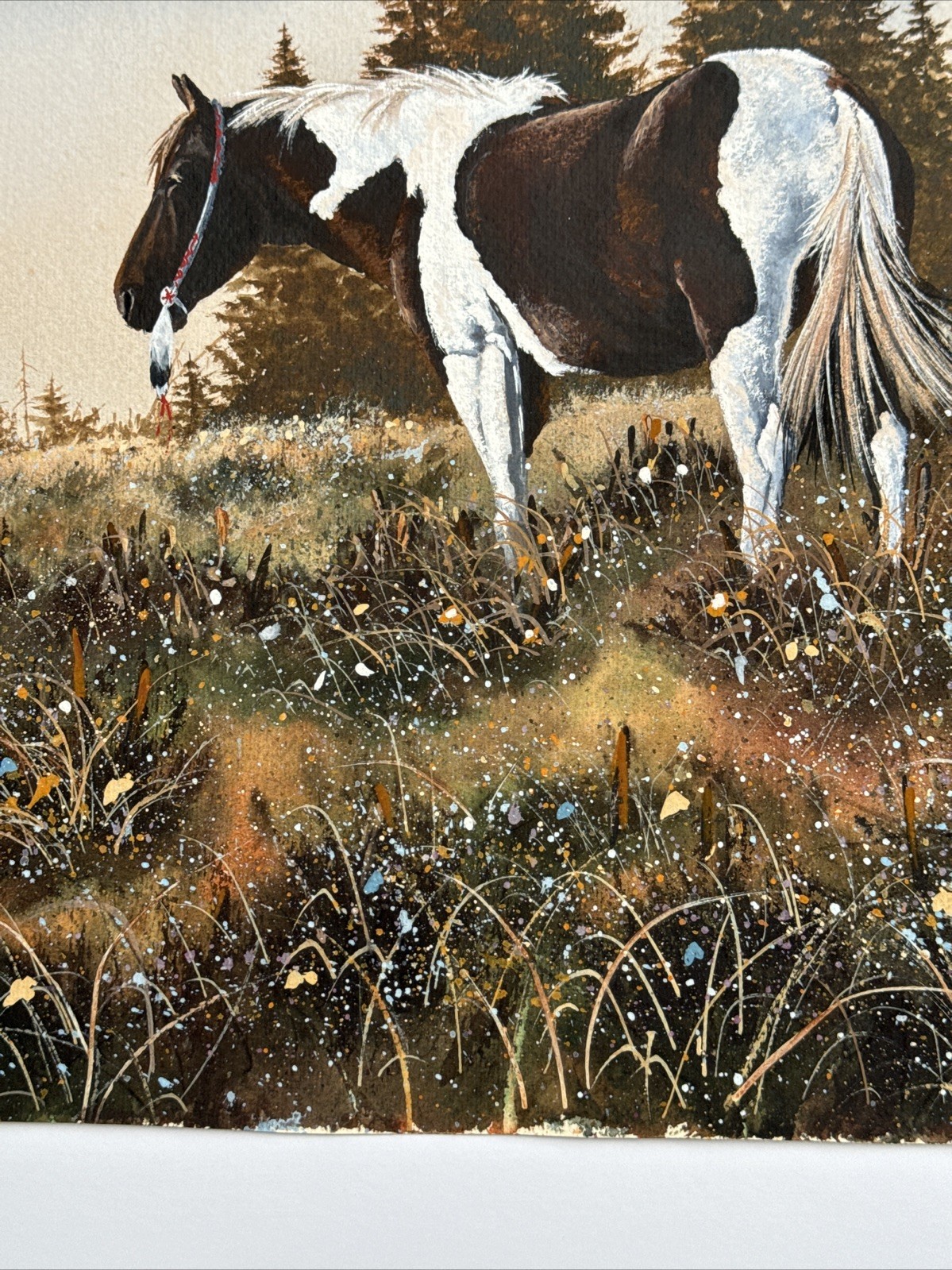 VINTAGE SIOUX PONY PAINTING HORSE LANDSCAPE TRIBAL NATIVE AMERICAN INDIAN DEMOTT