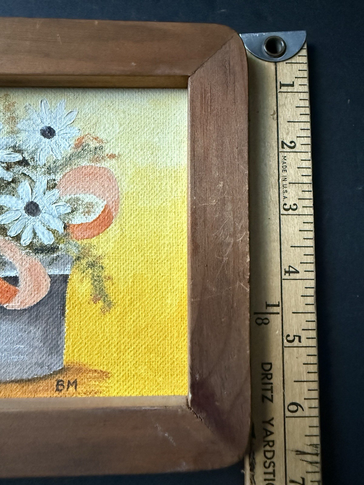 Vintage Original Oil On Canvas Signed Still Life Framed Flowers Wood Frame Retro