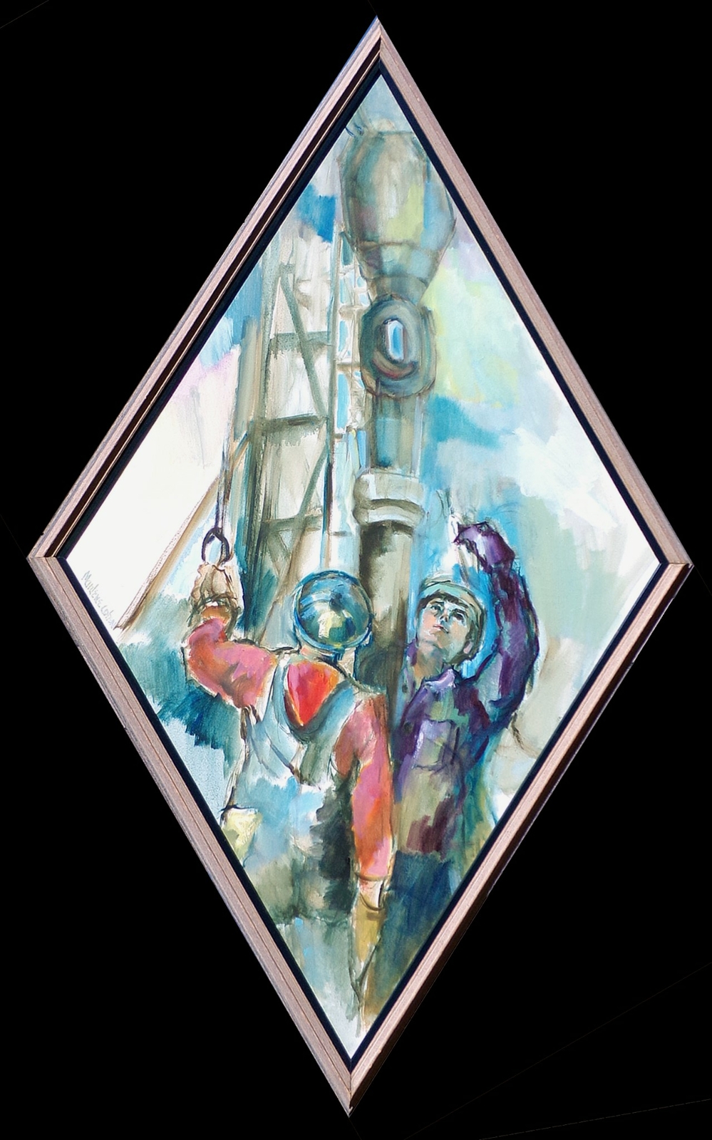 Marlene Cohen «Daylight Tour» Diamond Shaped Original Art Oil Painting on Canvas