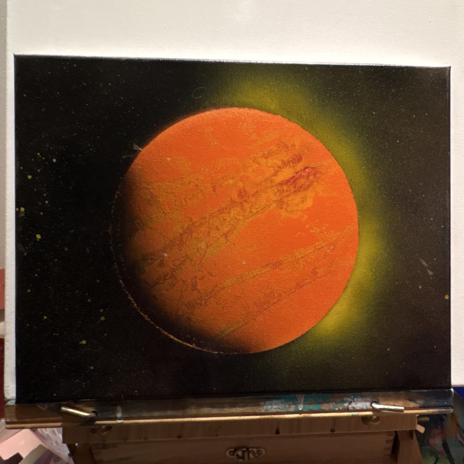 Original Abstract Outer Space Planet Painting on Canvas Unframed Single Piece