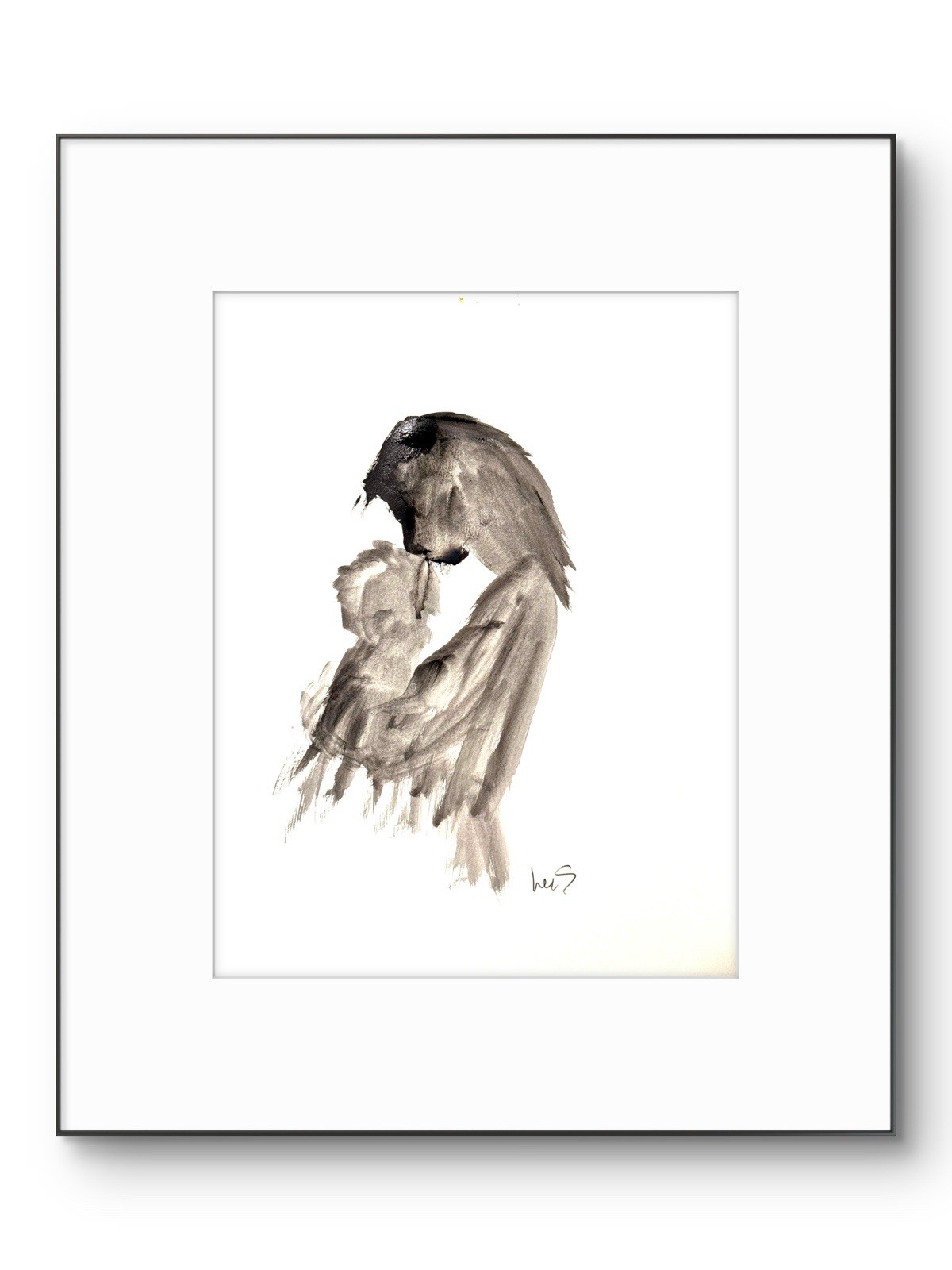 Original Abstract Expressionism 9×12 Mother and Child Mother’s Day Signed 19