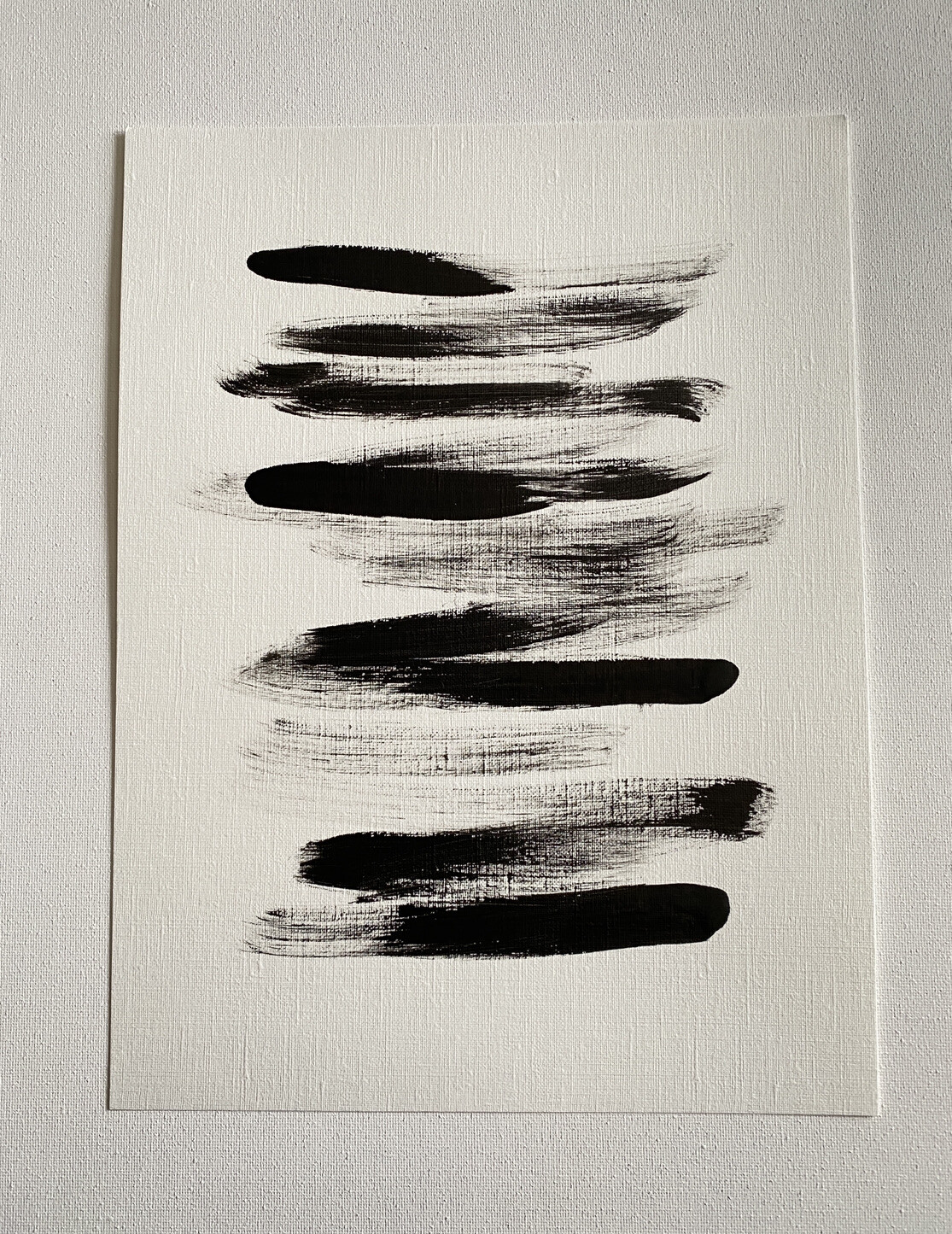 Abstract Acrylic Original Hand Painting On Canvas Paper 9X12 Wall Art Black