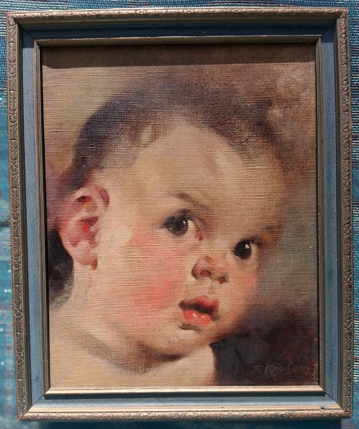 FLORENCE A. KROGER – CALENDAR ILLUSTRATION OIL PAINTING – LITTLE BOY – Ca 1945