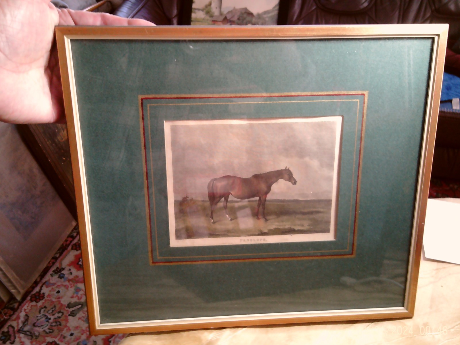 «Penelope» colorful steel engraving England circa 1870 framed signed: Scott..